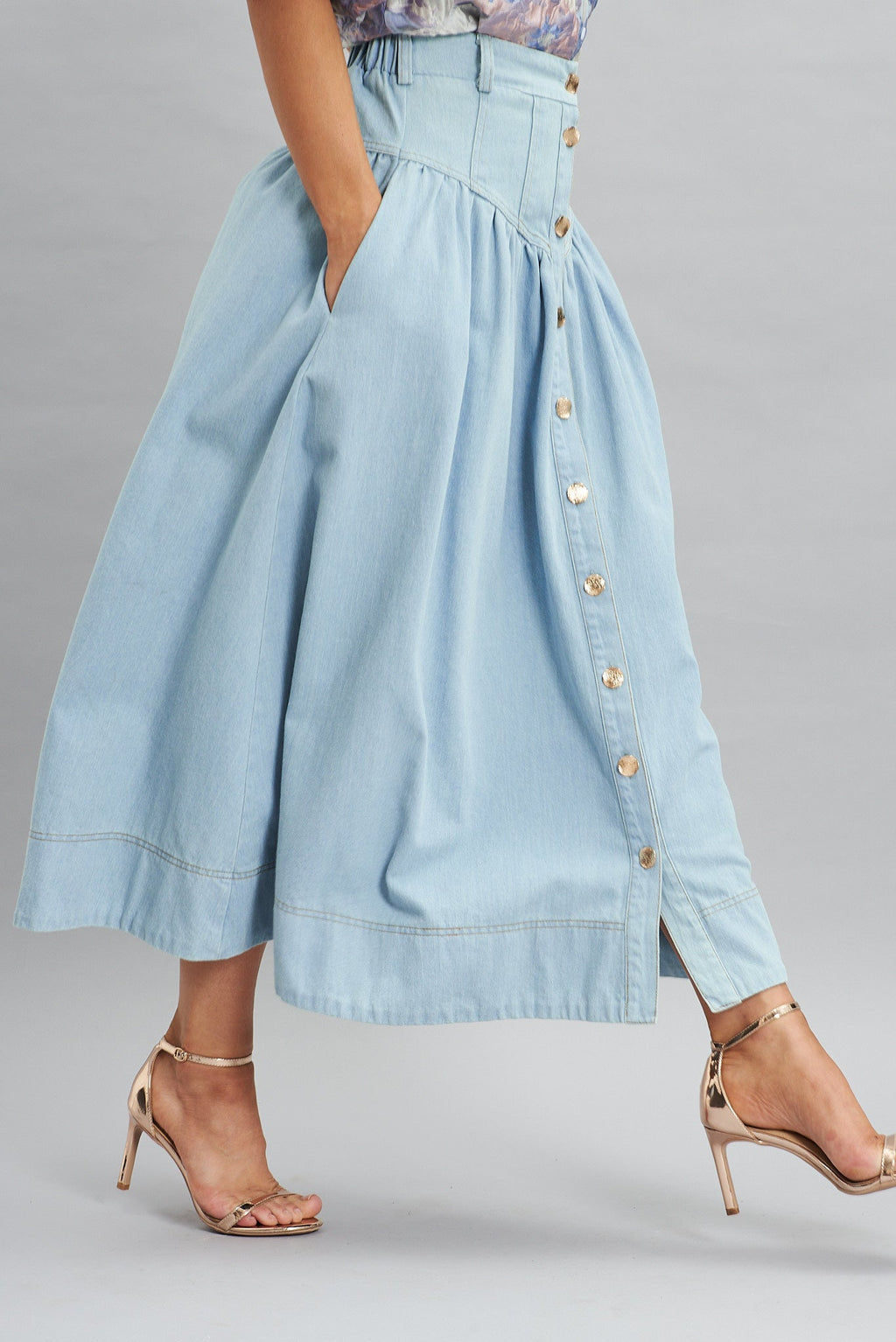 Light Blue Judith Maxi Denim Skirt