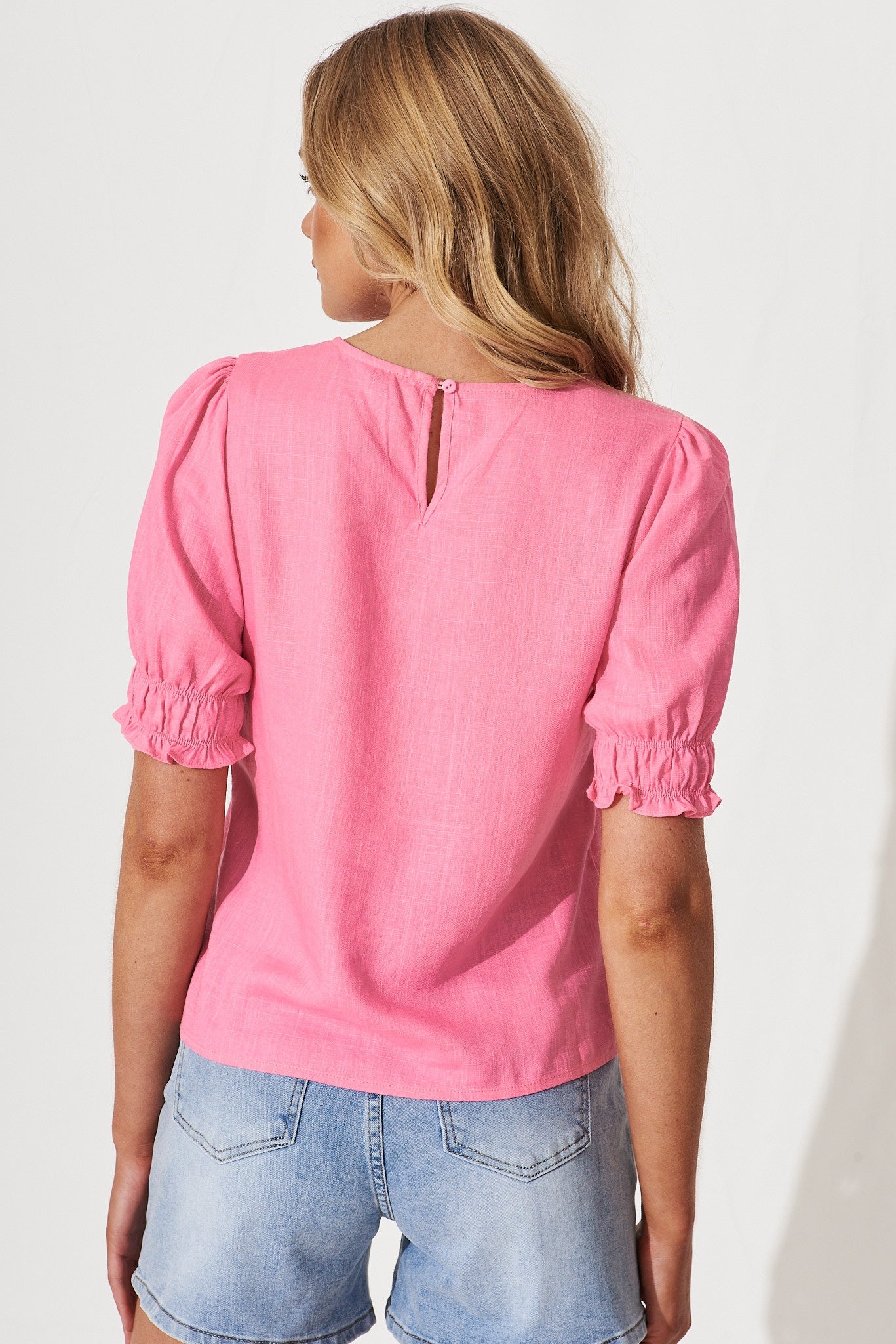 Pink Linen Blend Top by Melanie