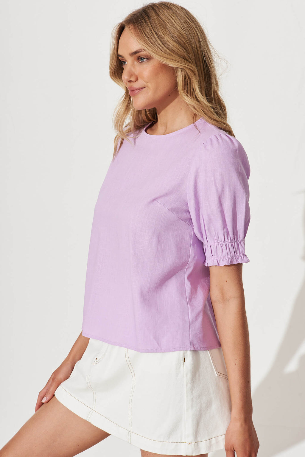 Lilac Linen Blend Blouse - Melanie Top