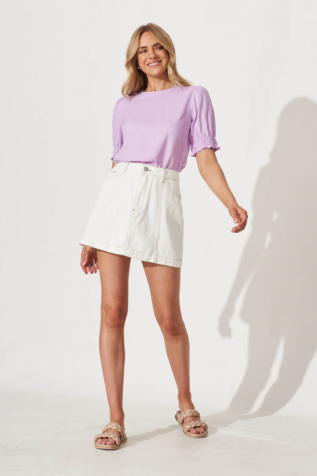 Lilac Linen Blend Blouse - Melanie Top