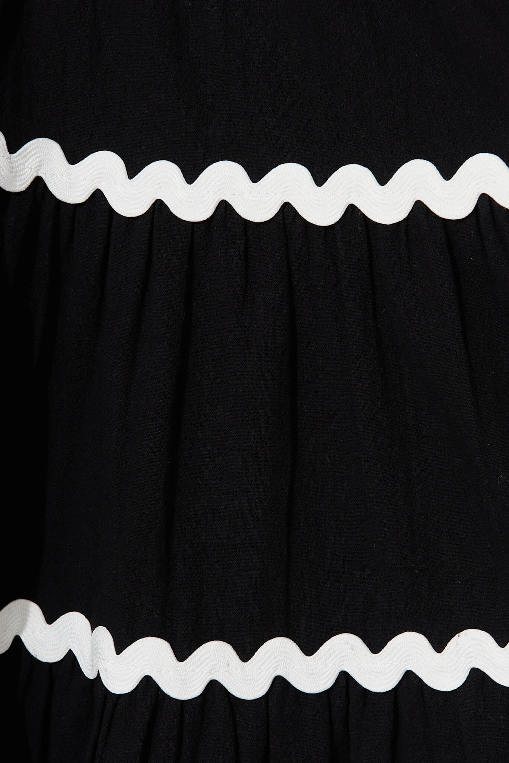 Black Cotton Dress with White Trim