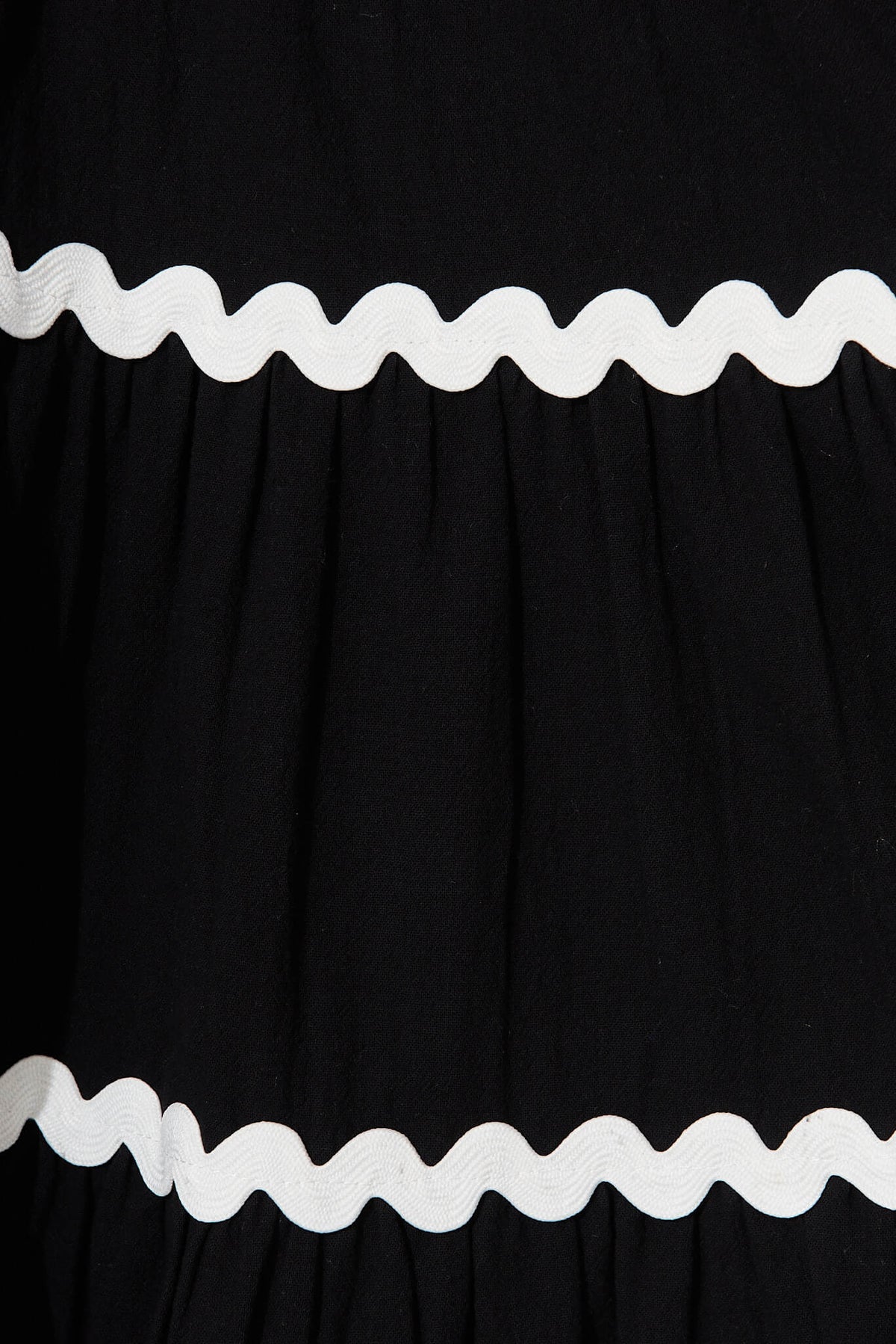 Black Cotton Dress with White Trim