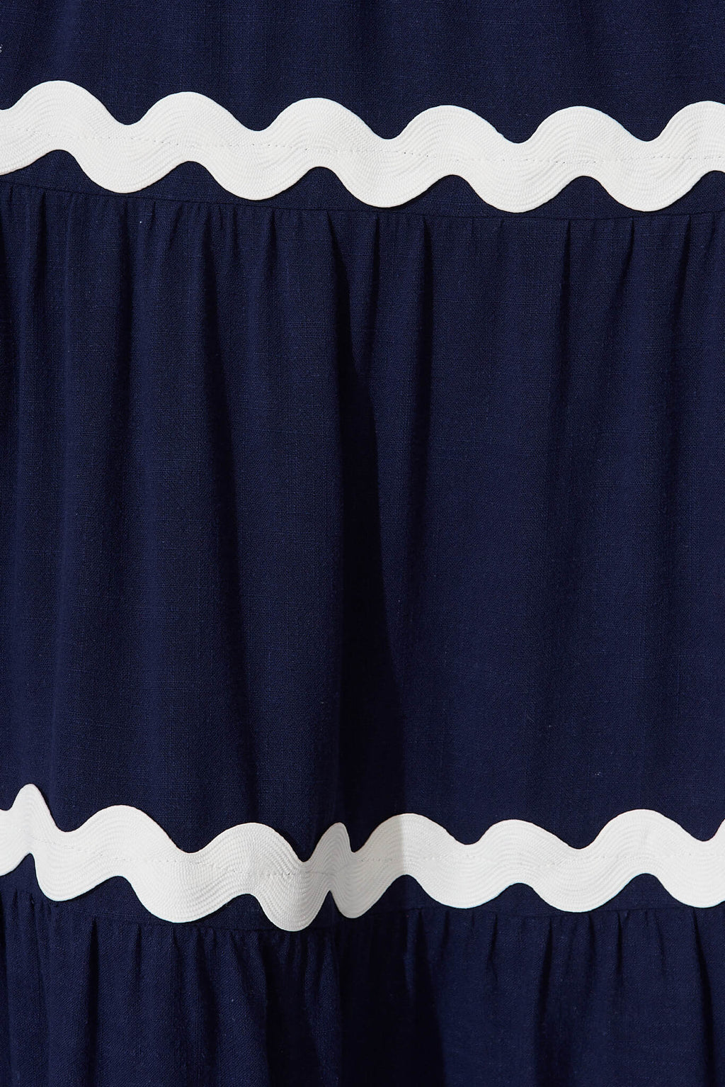 Navy & White Maxi Dress with Ric Rac Trim
