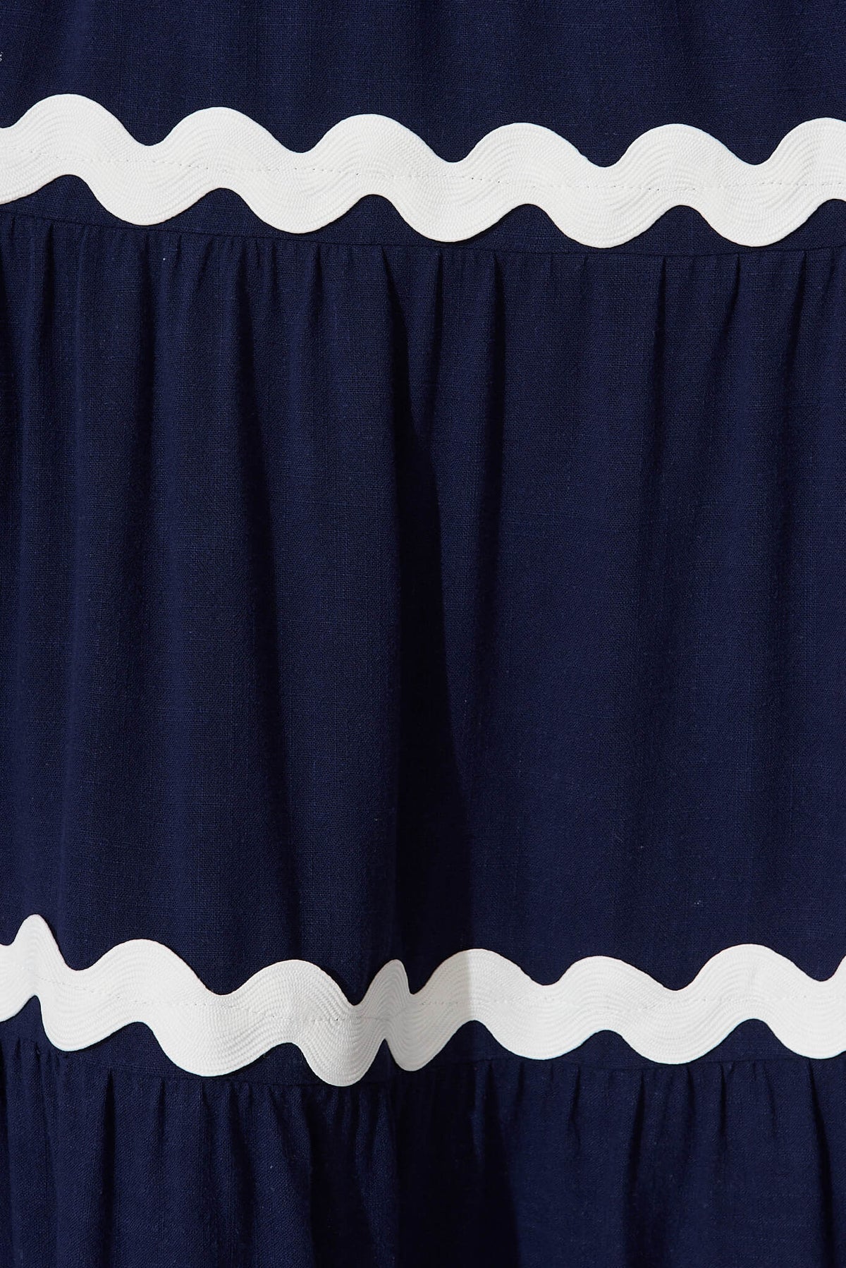 Navy & White Maxi Dress with Ric Rac Trim