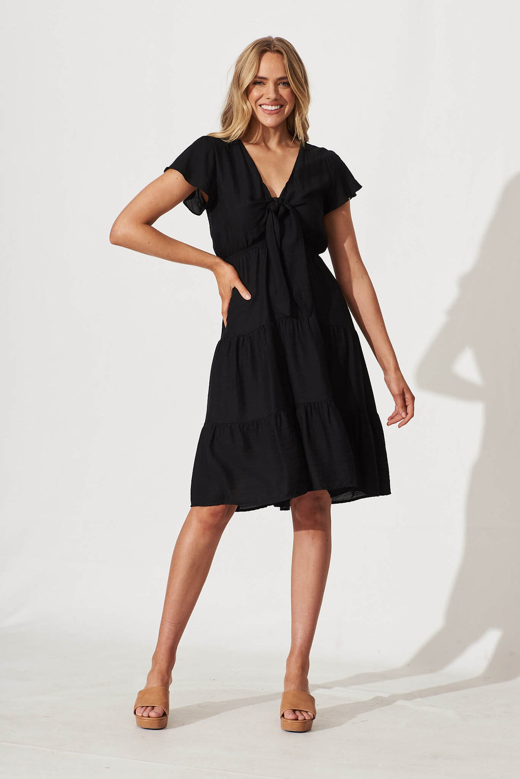 Black Ariel Midi Dress