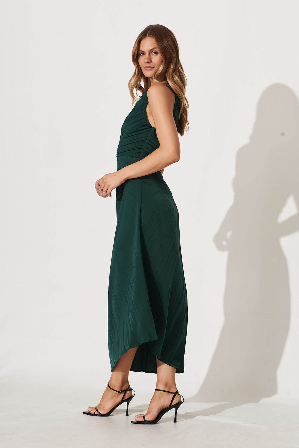 Emerald One-Shoulder Maxi Dress