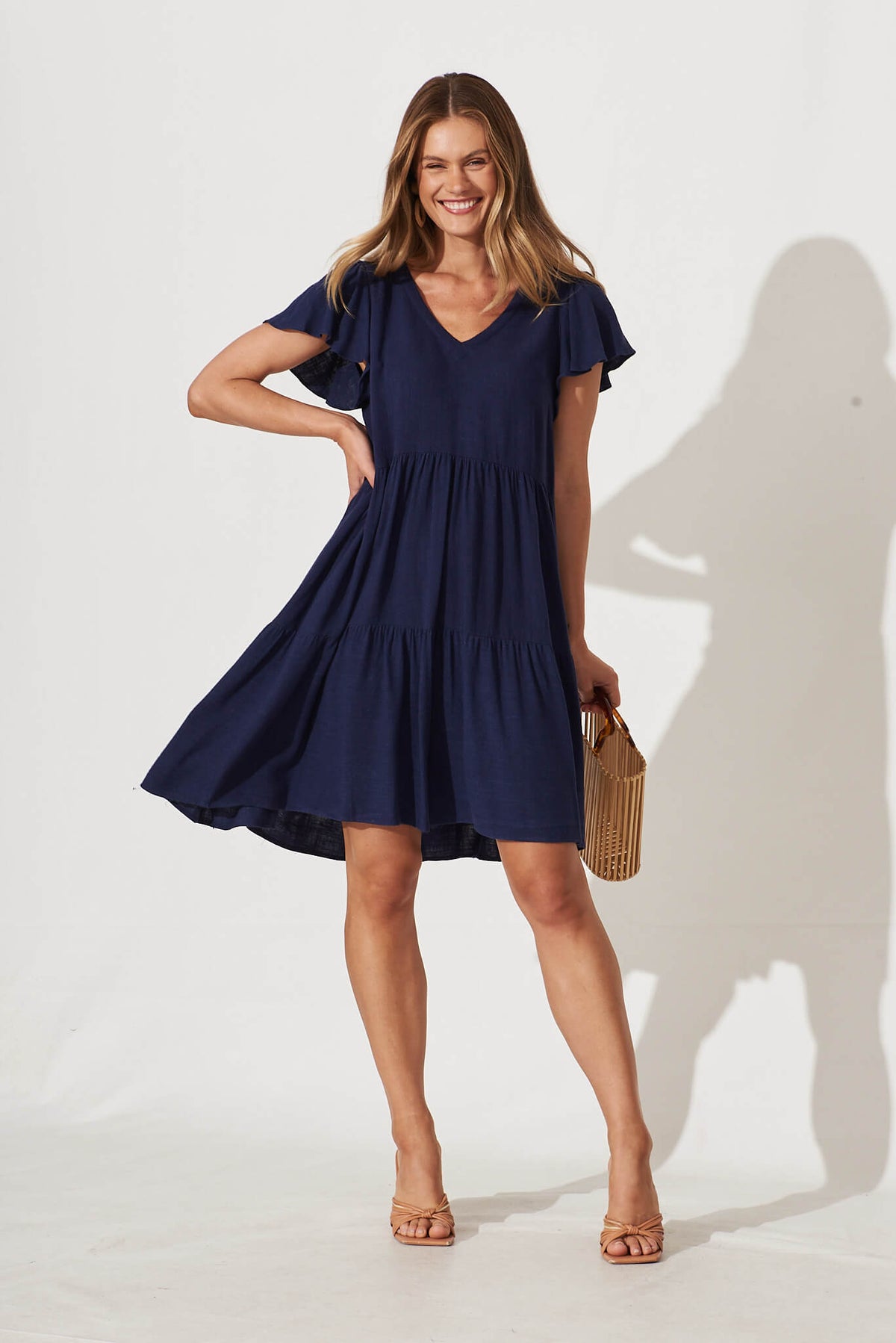 Navy Linen Blend Tahiti Dress