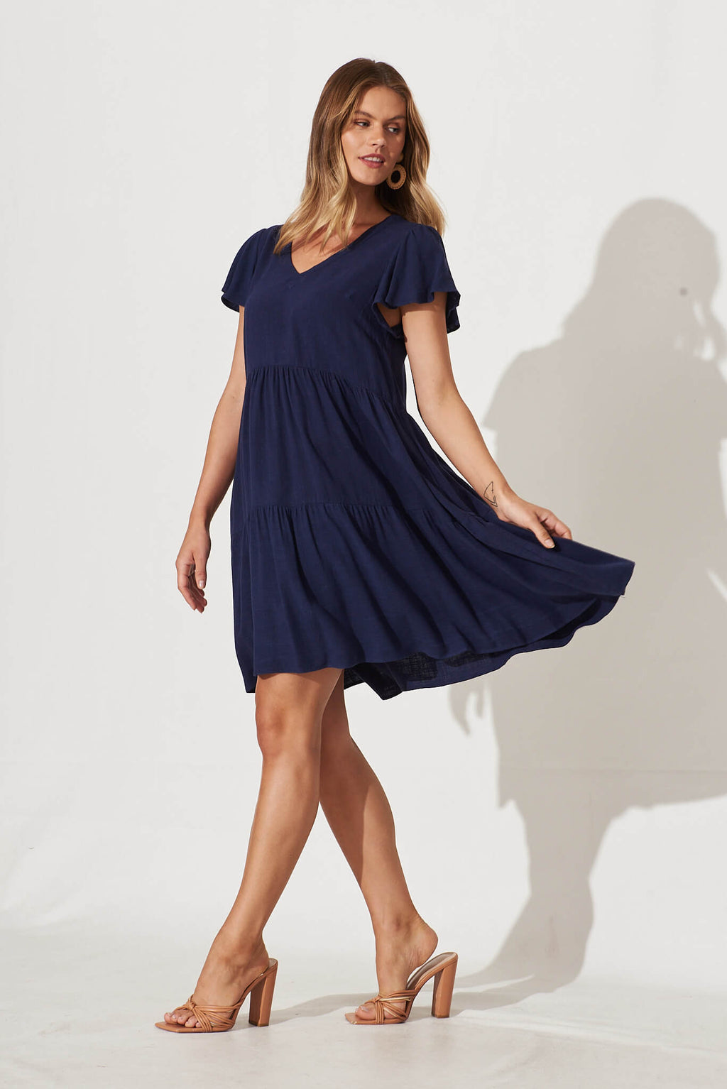 Navy Linen Blend Tahiti Dress