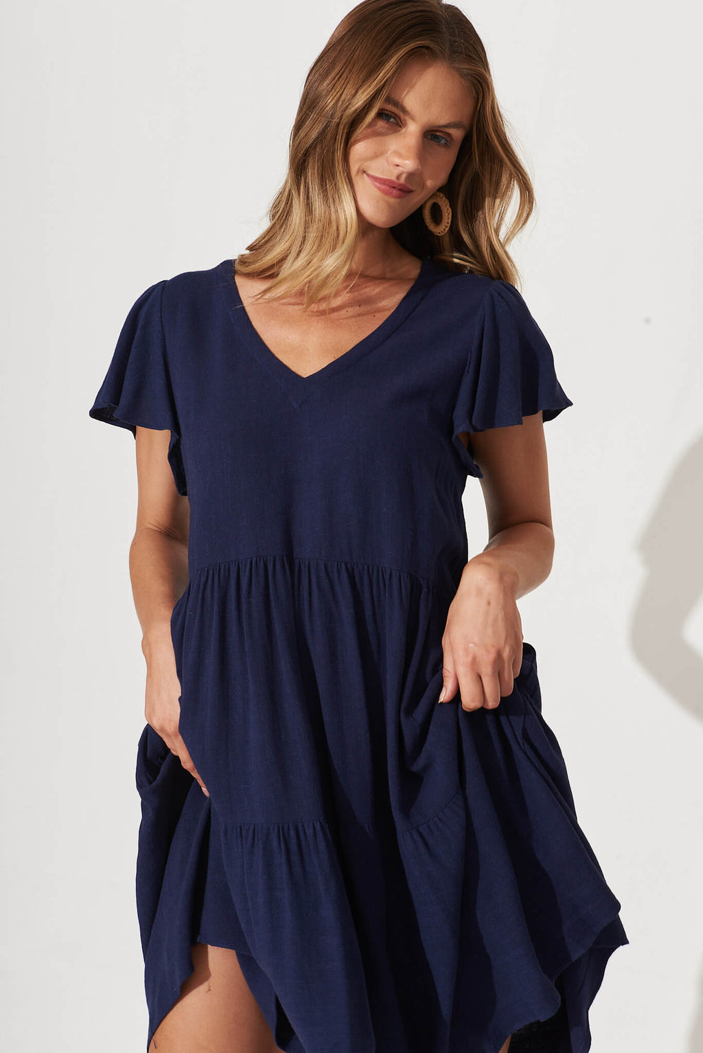 Navy Linen Blend Tahiti Dress