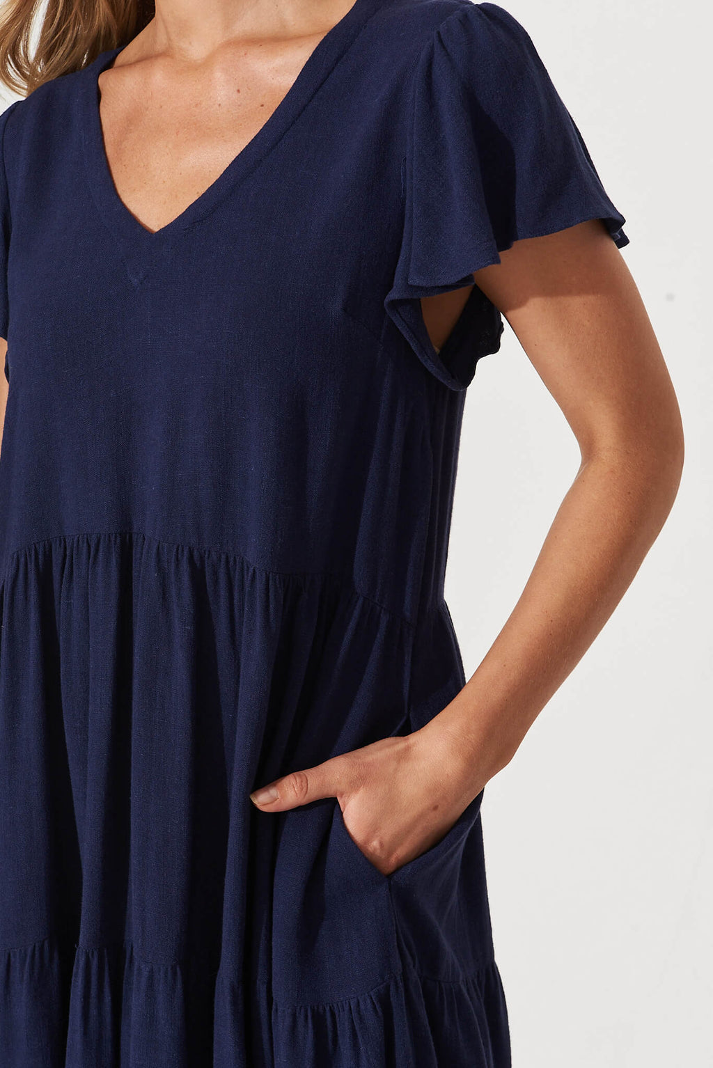 Navy Linen Blend Tahiti Dress