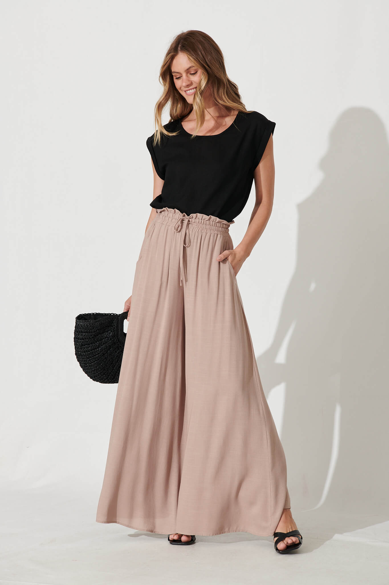 Black Linen Blend Top
