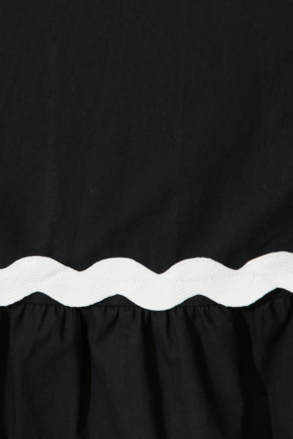 Black Midi Sundress with White Ric Rac Trim - Cotton