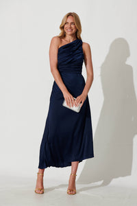 Navy One Shoulder Maxi Dress - Toulon Style