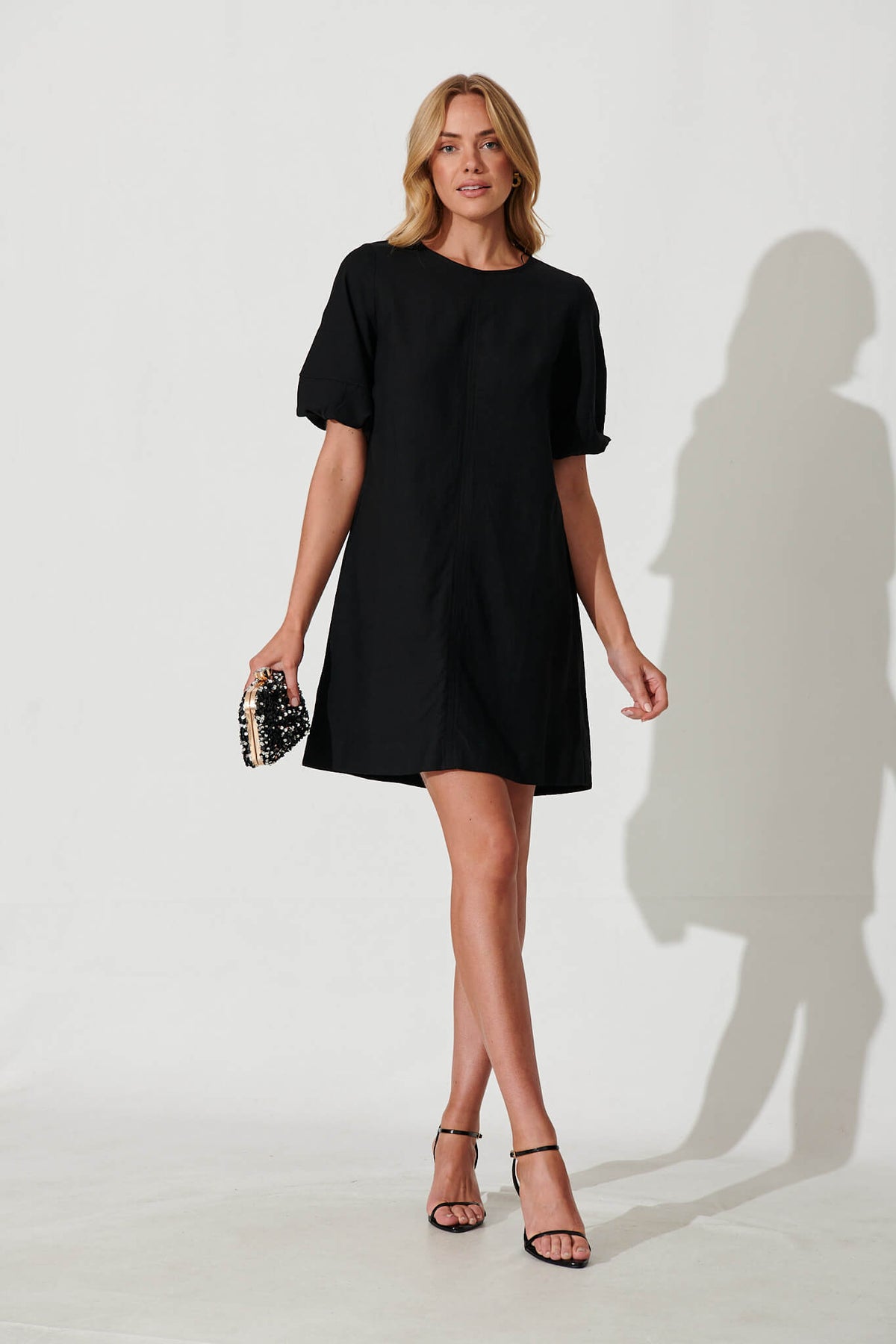 Black Cotton Linen Kyoto Dress
