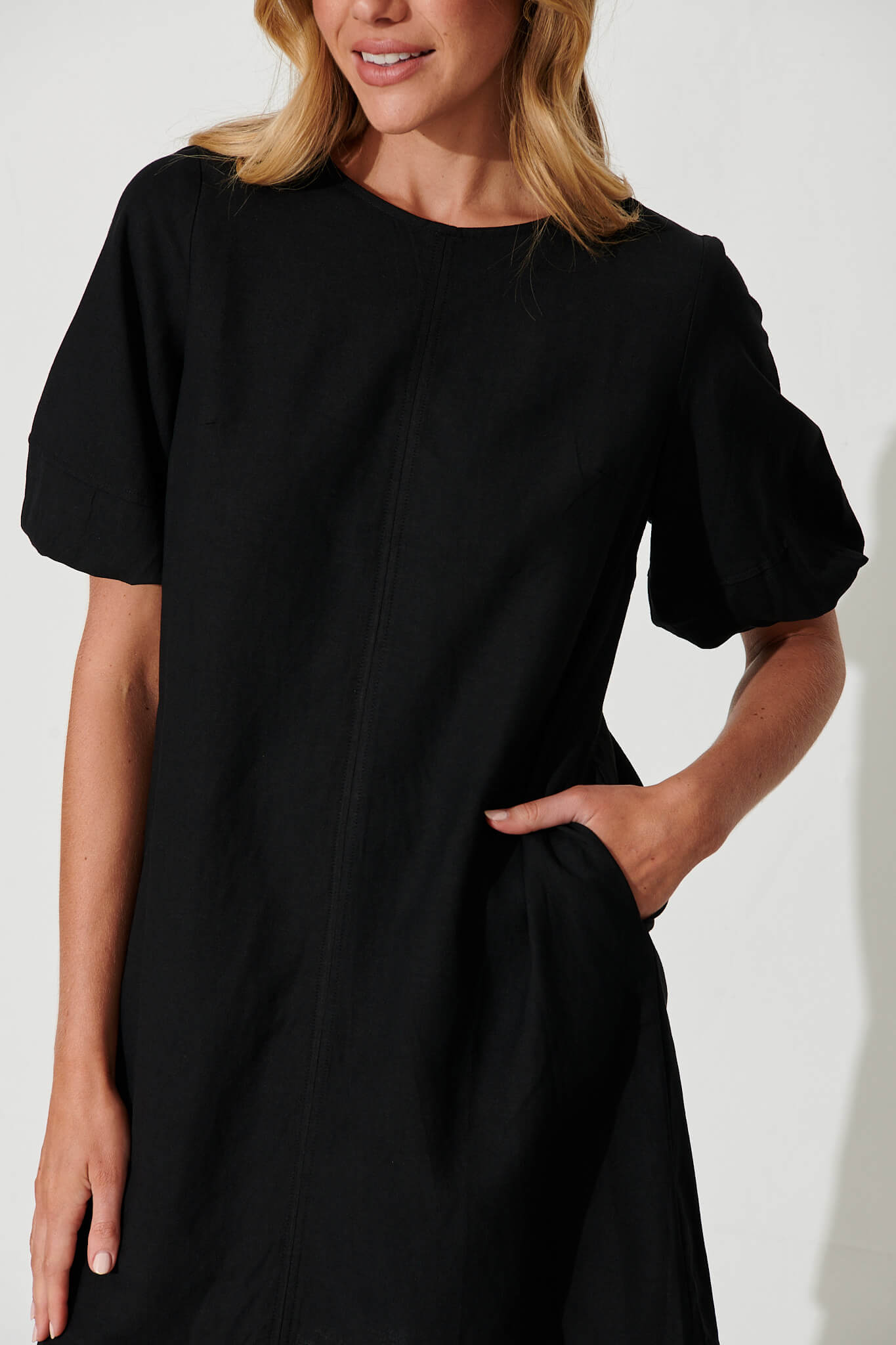 Black Cotton Linen Kyoto Dress