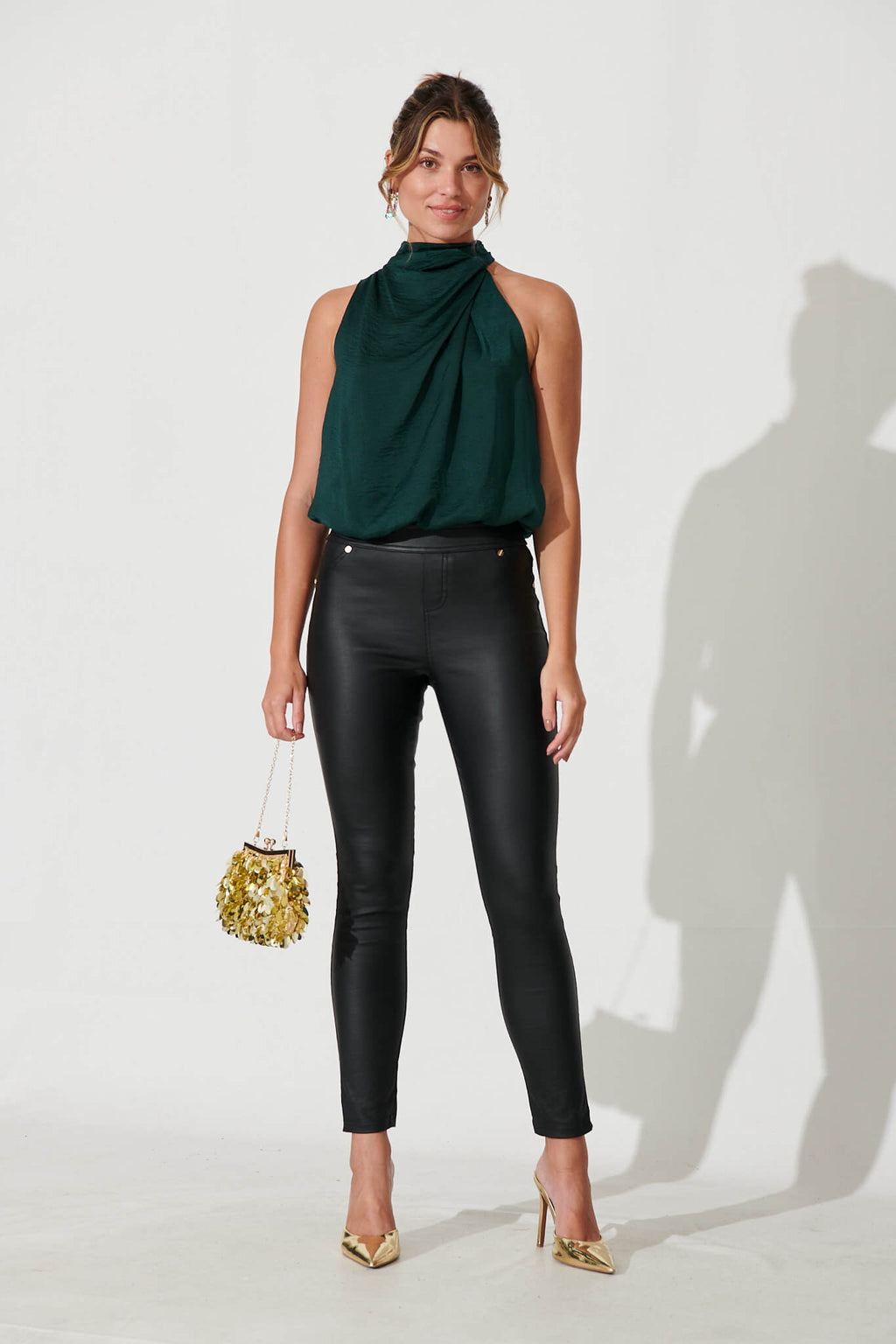 Emerald Satin Roxanne Blouse