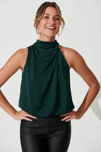 Emerald Satin Roxanne Blouse