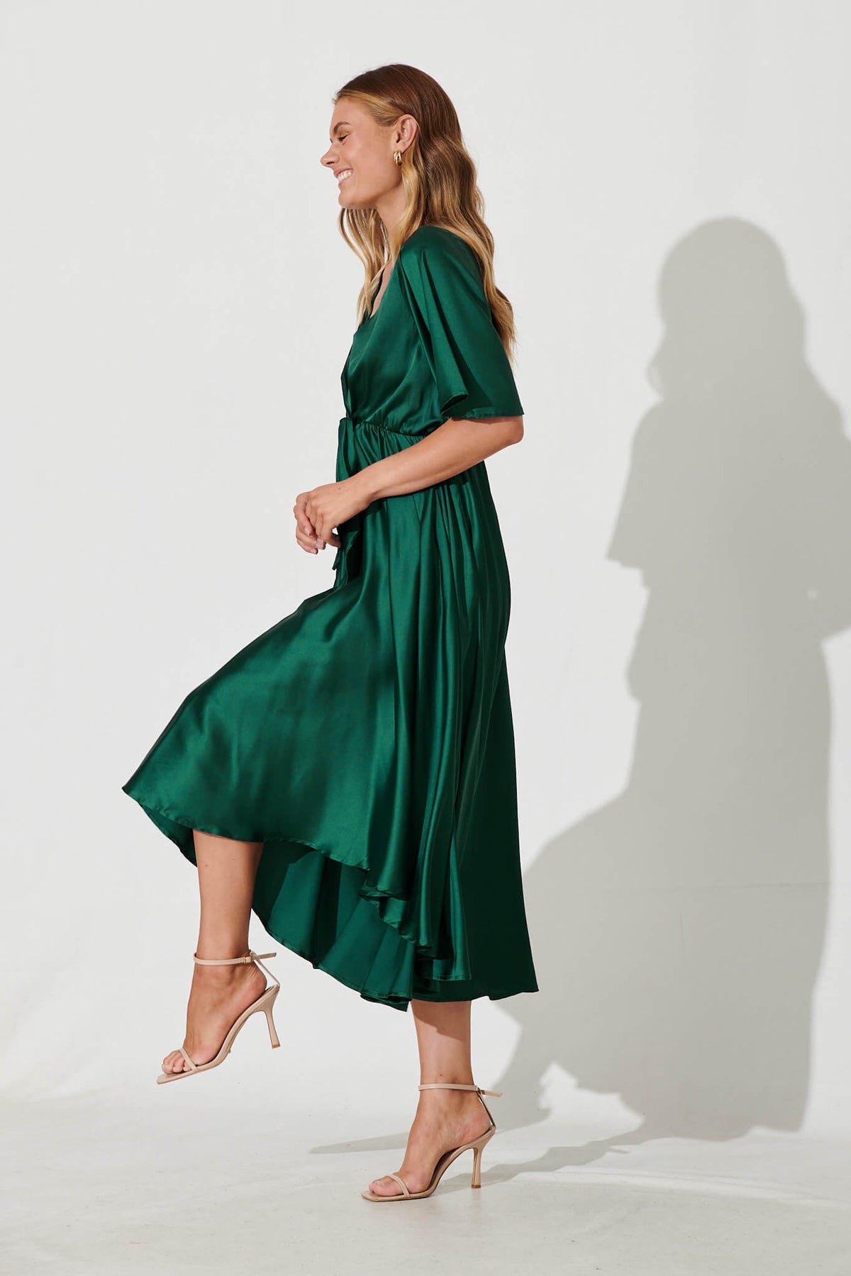Emerald Green Satin Maxi Dress from Helsinki