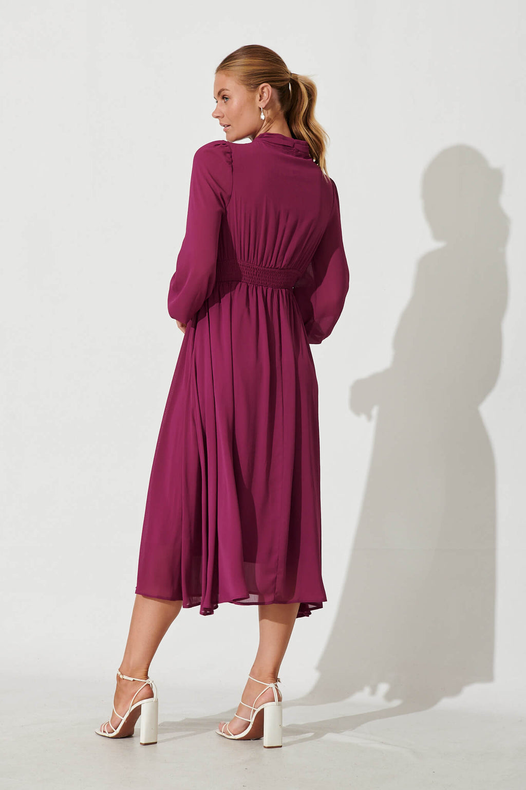 Plum Chiffon Midi Dress