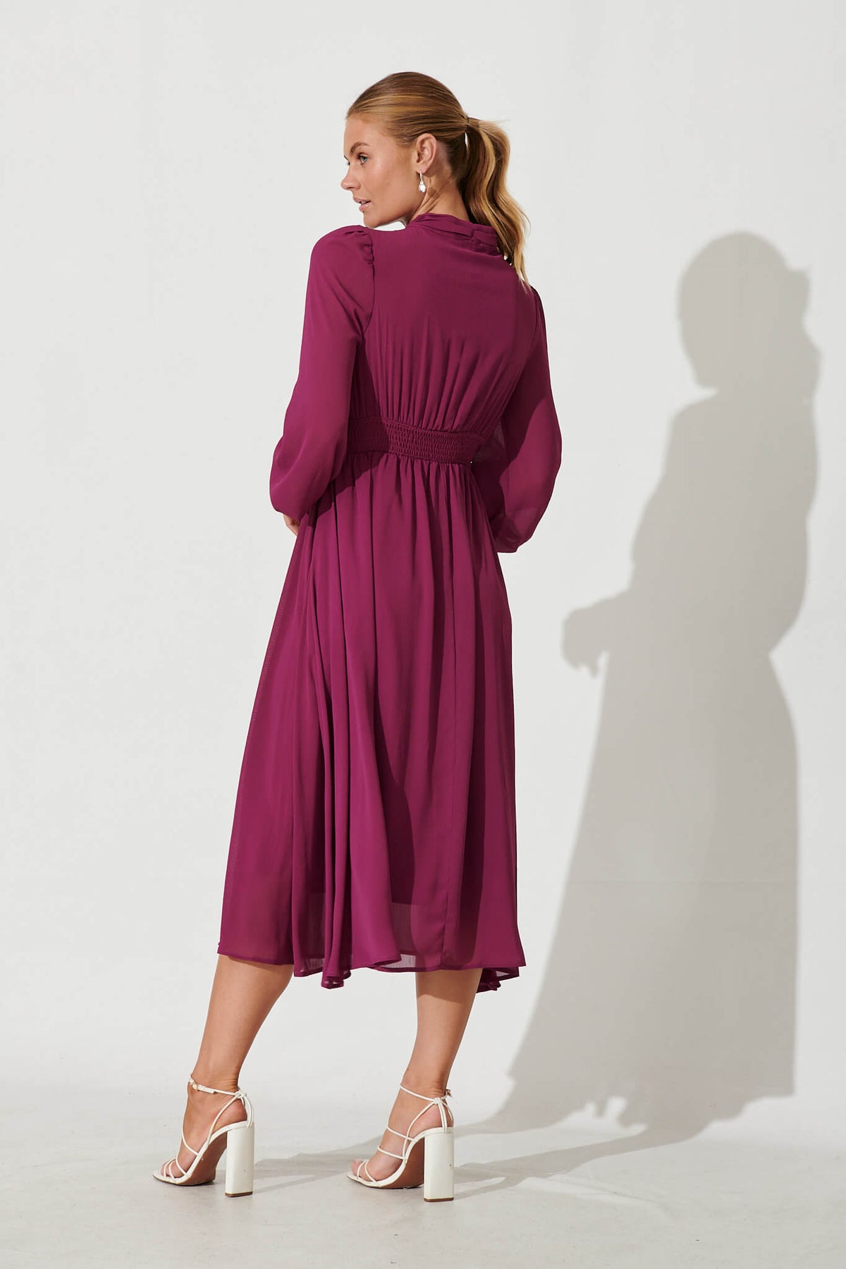 Plum Chiffon Midi Dress