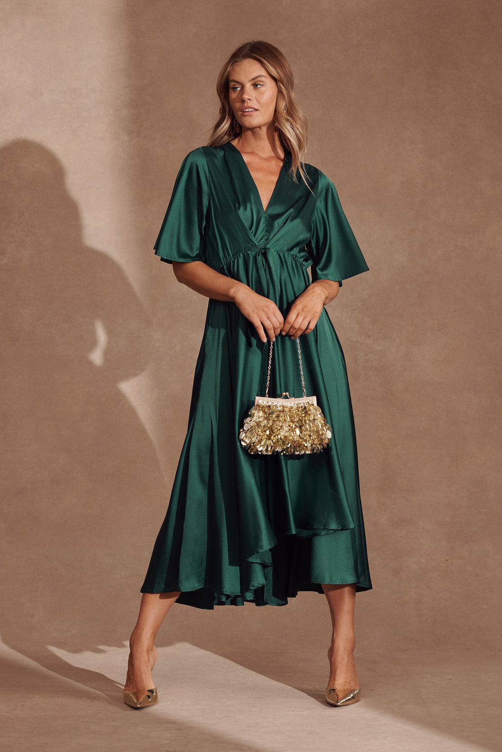Emerald Green Satin Maxi Dress from Helsinki