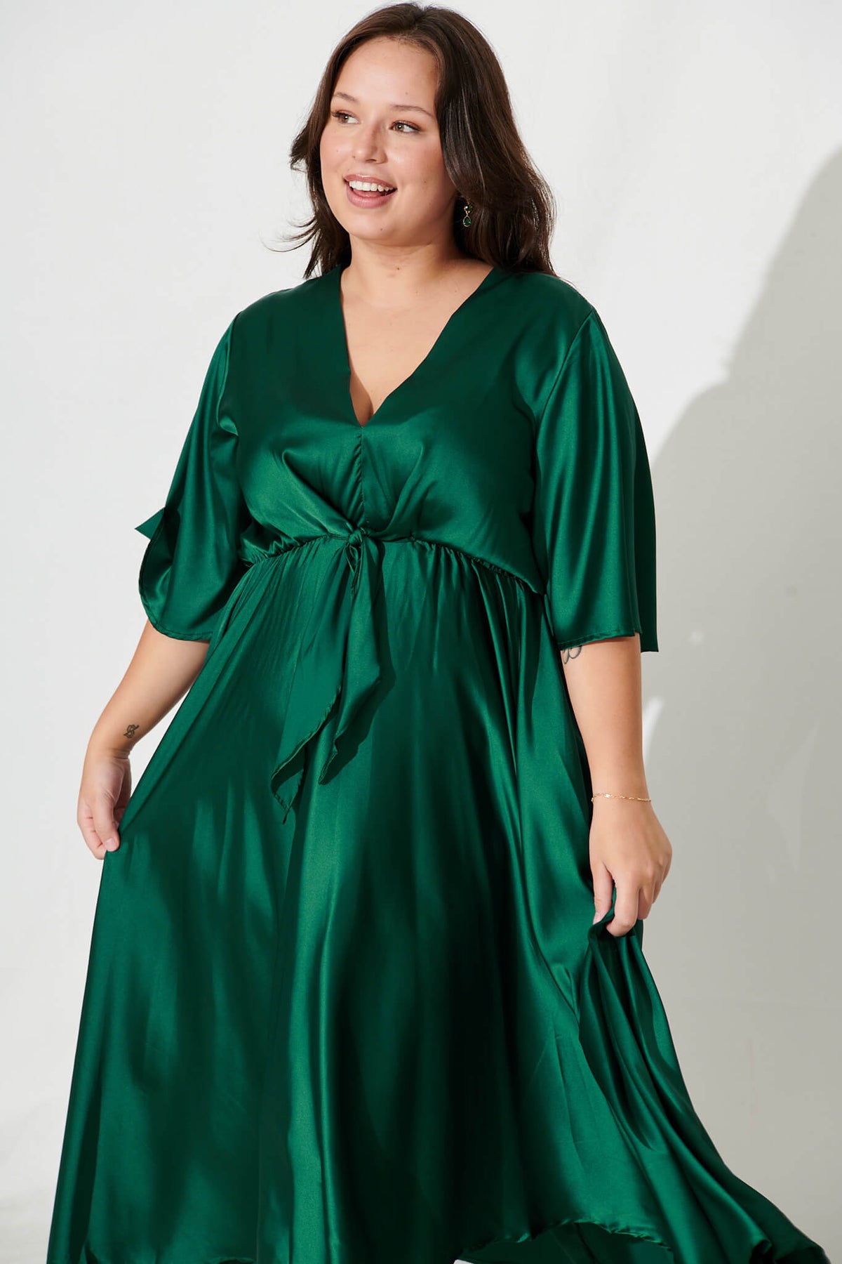 Emerald Green Satin Maxi Dress from Helsinki