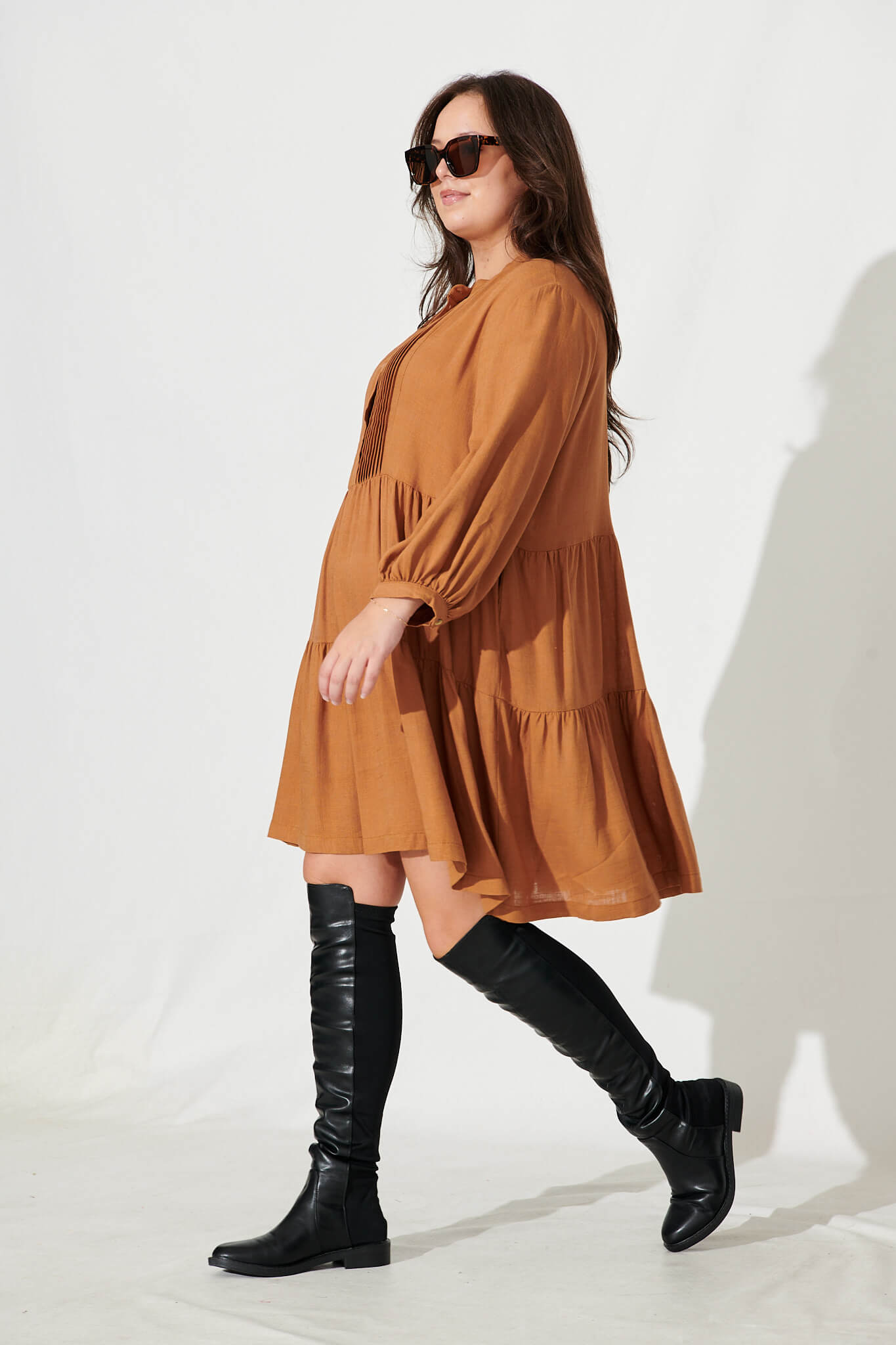 Caramel Brown Flowy Dress