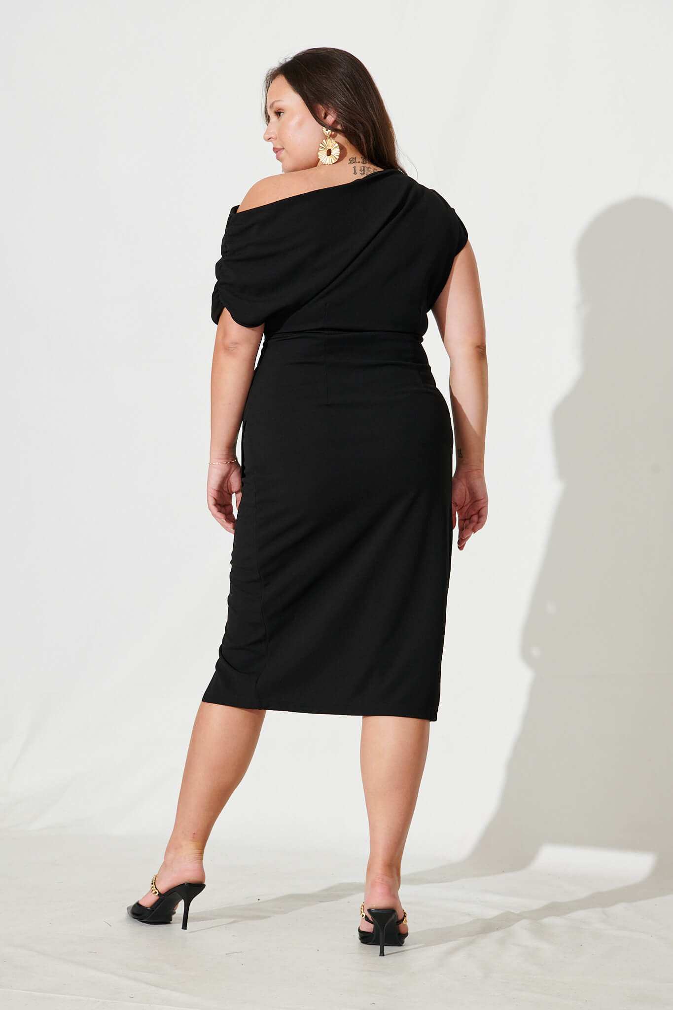 Black Off-Shoulder Midi Dress - Phoenix Style