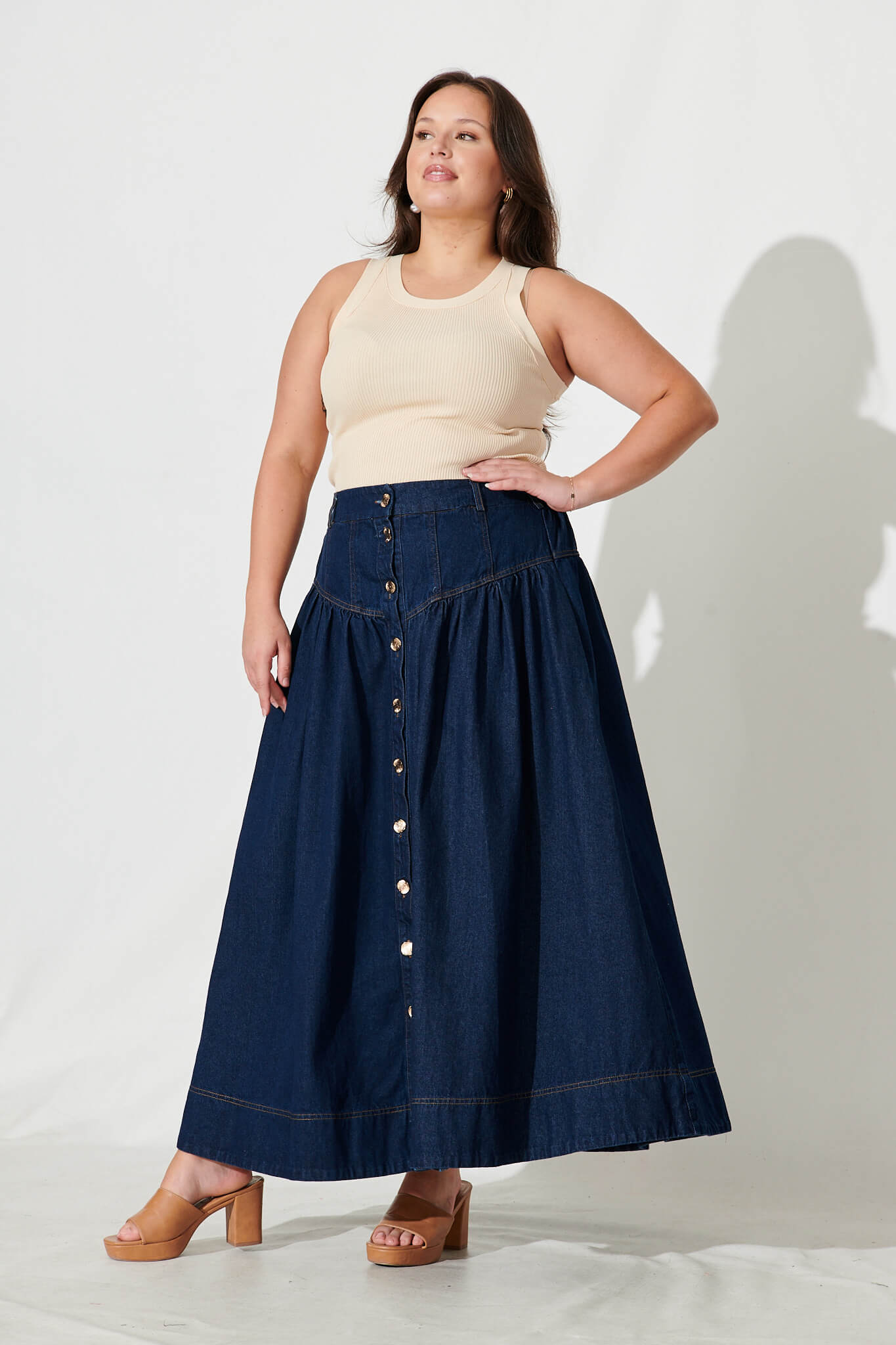 Judith Dark Blue Maxi Denim Skirt