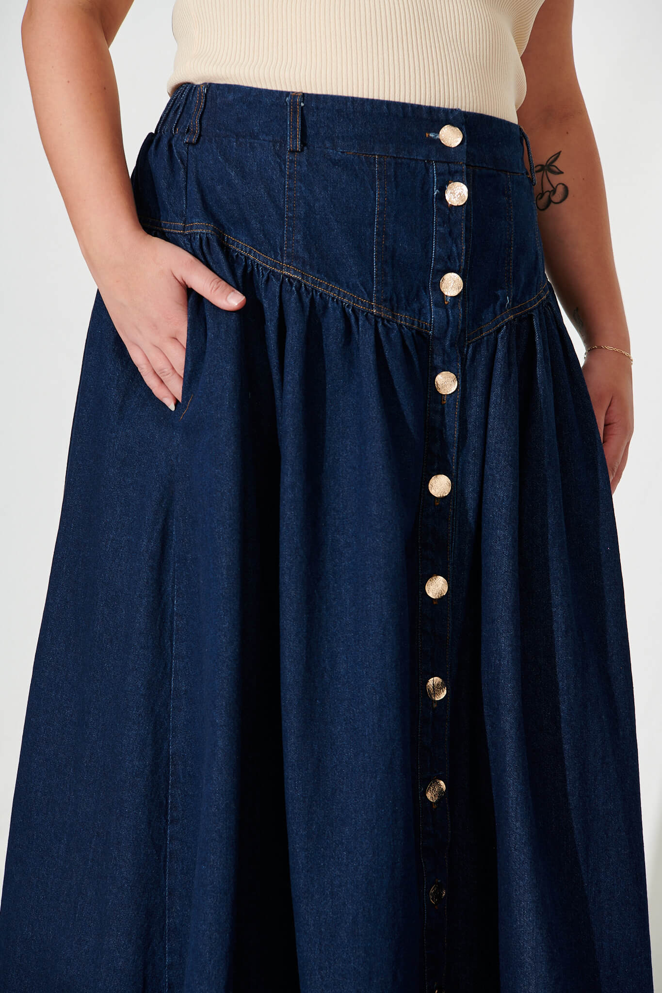 Judith Dark Blue Maxi Denim Skirt