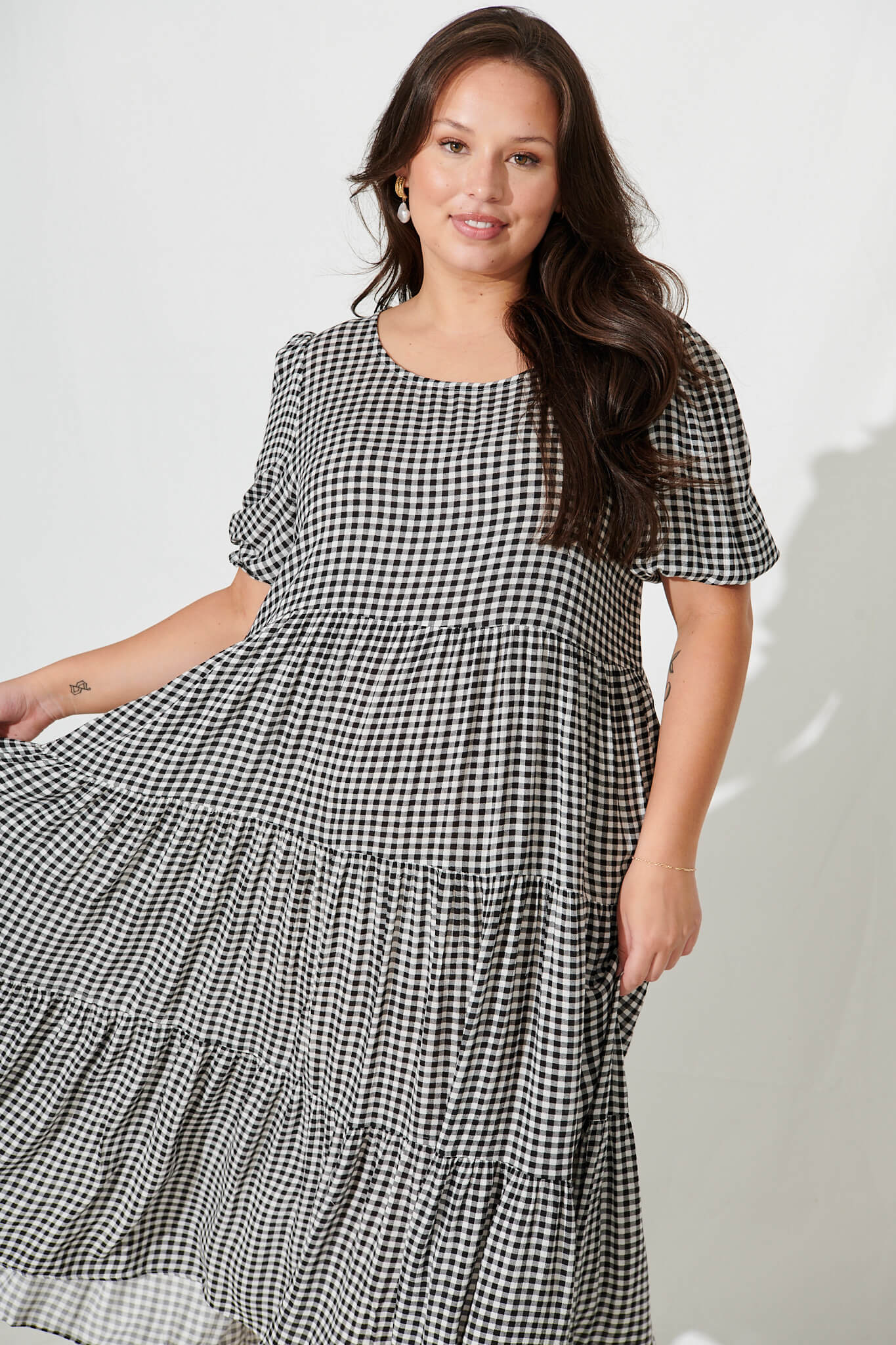 Black & White Gingham Smock Dress