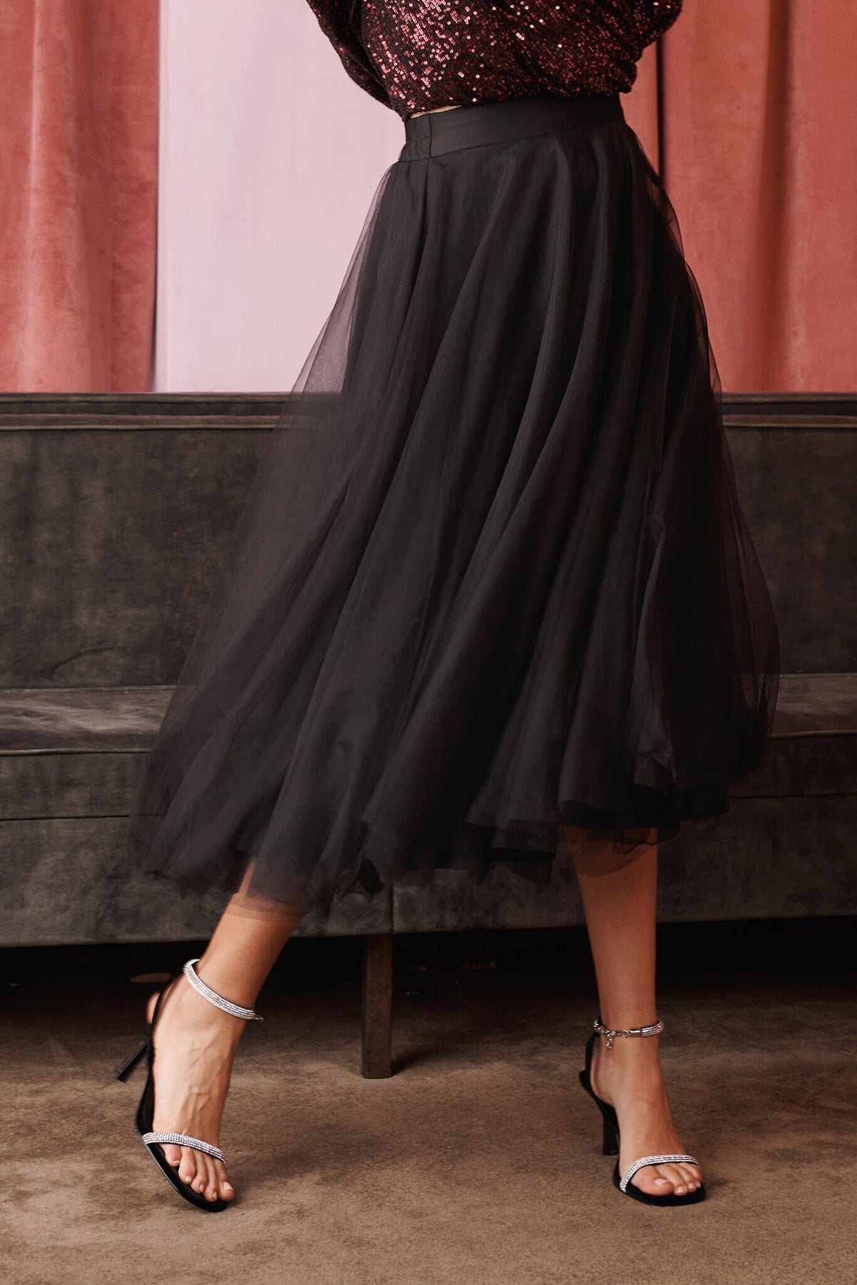 Chic Black Tulle Skirt