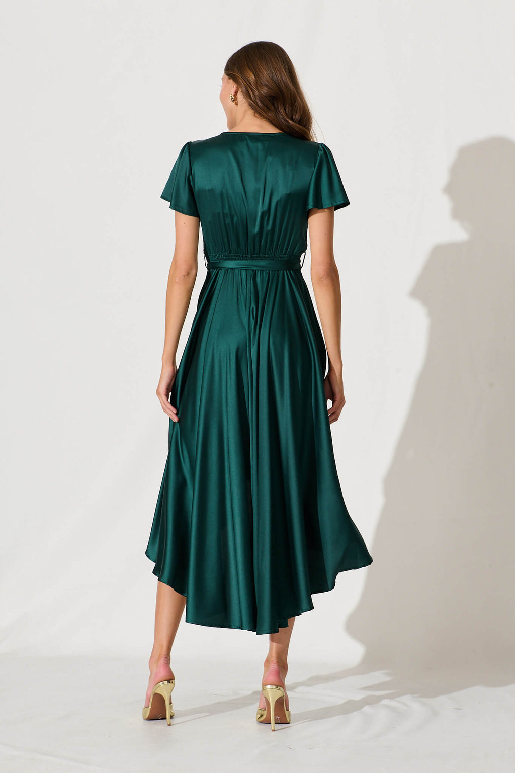 Emerald Satin Maxi Dress