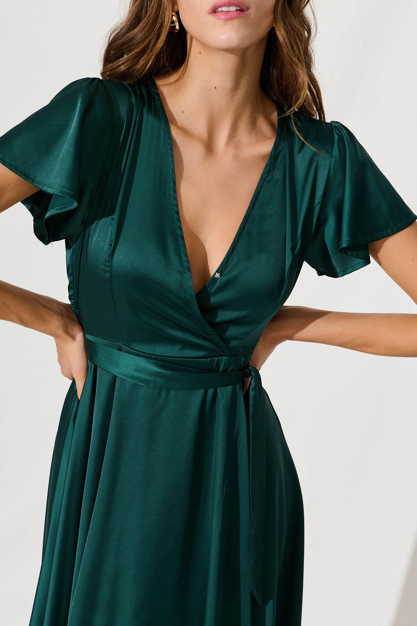 Emerald Satin Maxi Dress