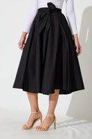 Chic Black Cotton Ivy Midi Skirt
