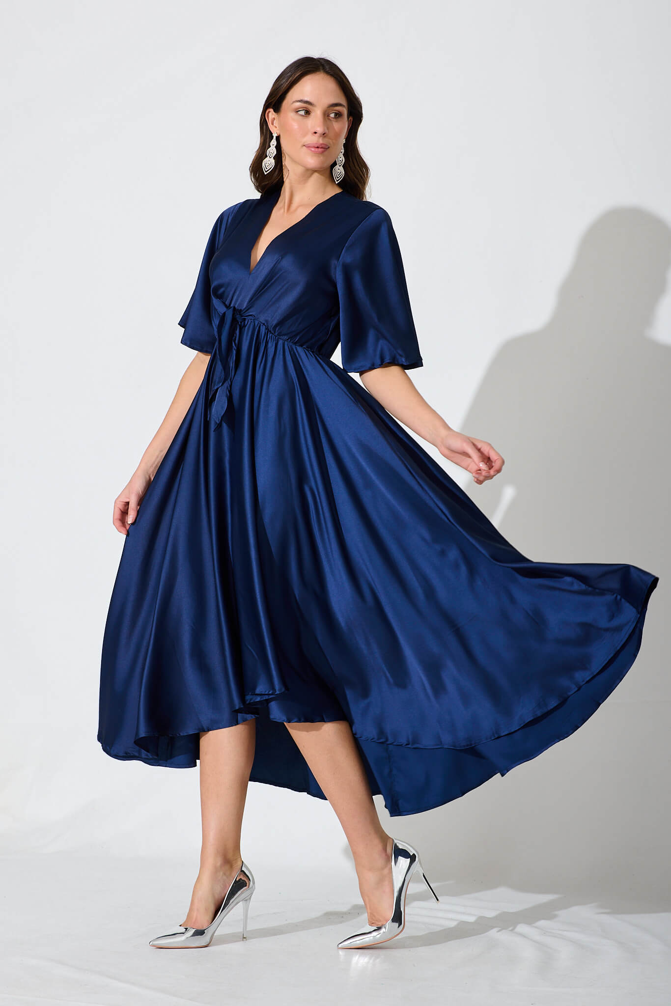 Navy Satin Maxi Dress from Helsinki