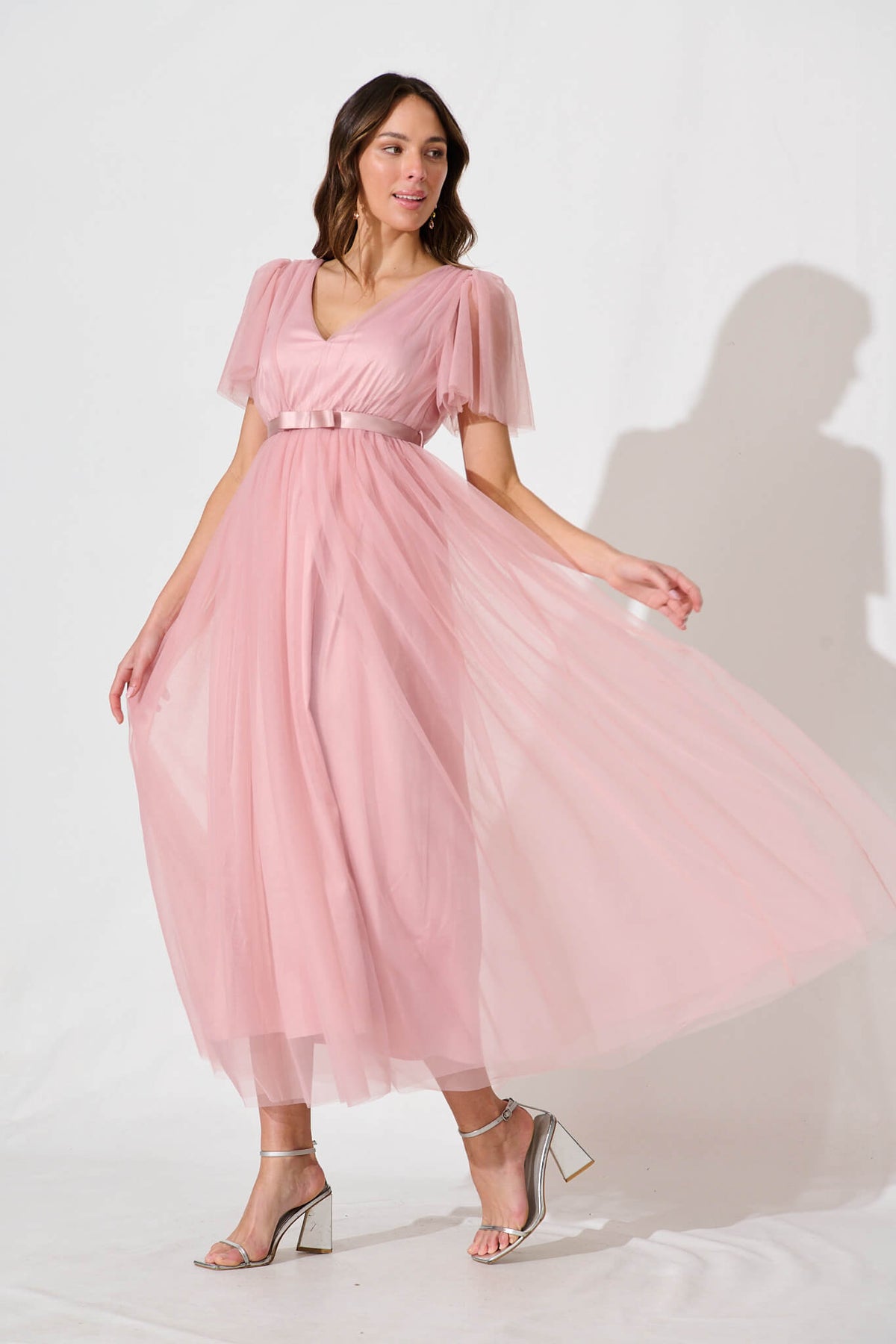 Blush Tulle Lotus Maxi Gown