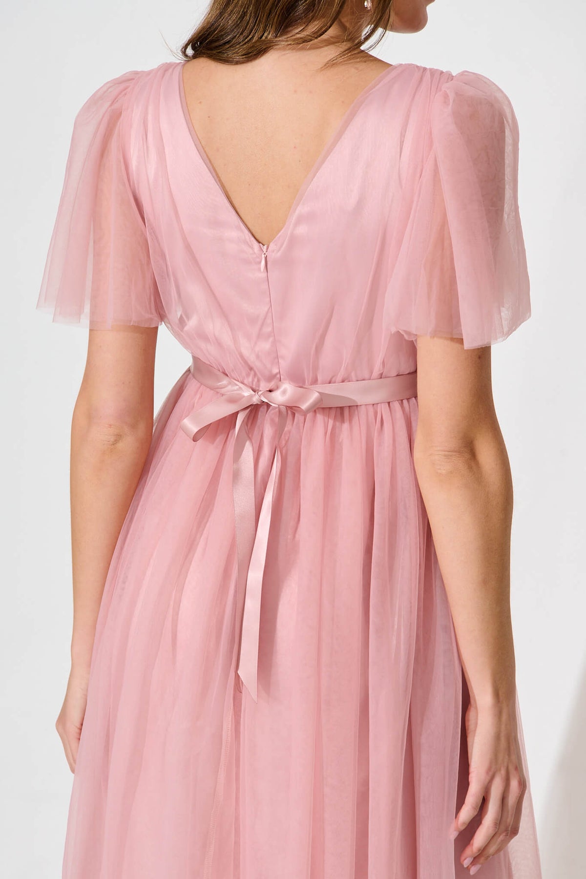Blush Tulle Lotus Maxi Gown