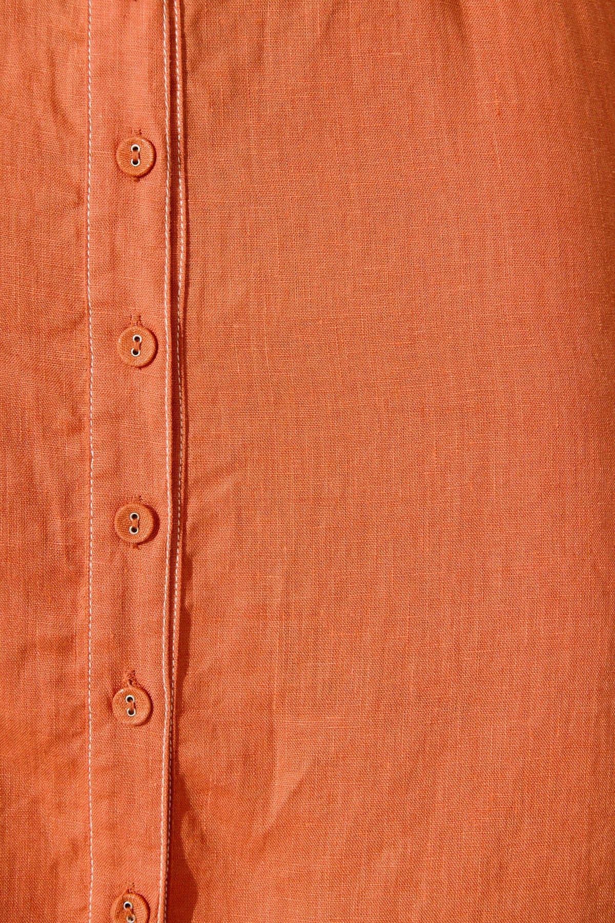 Rust Linen Maxi Shirt Dress by Christiana