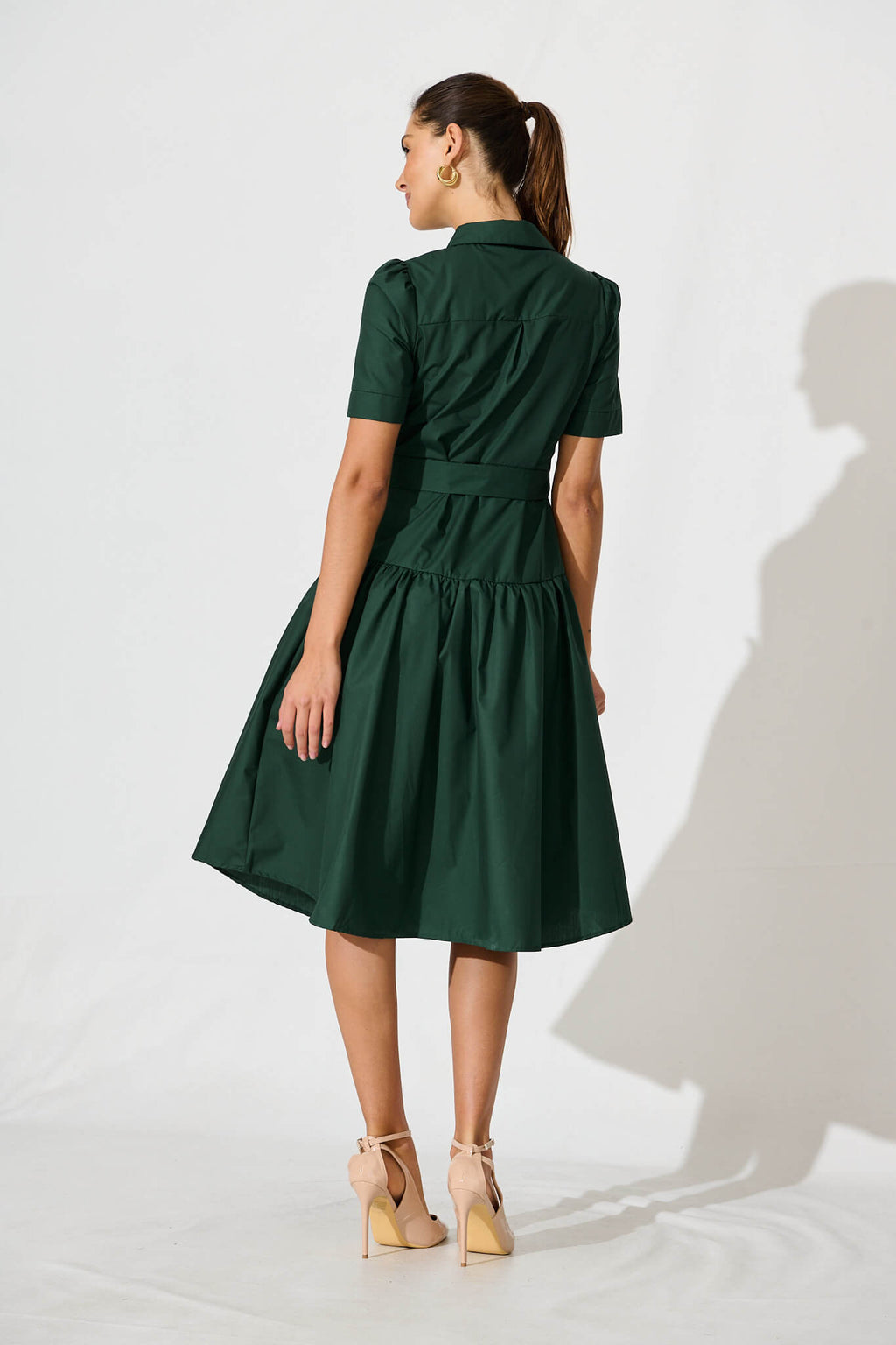 Emerald Green Midi Shirt Dress
