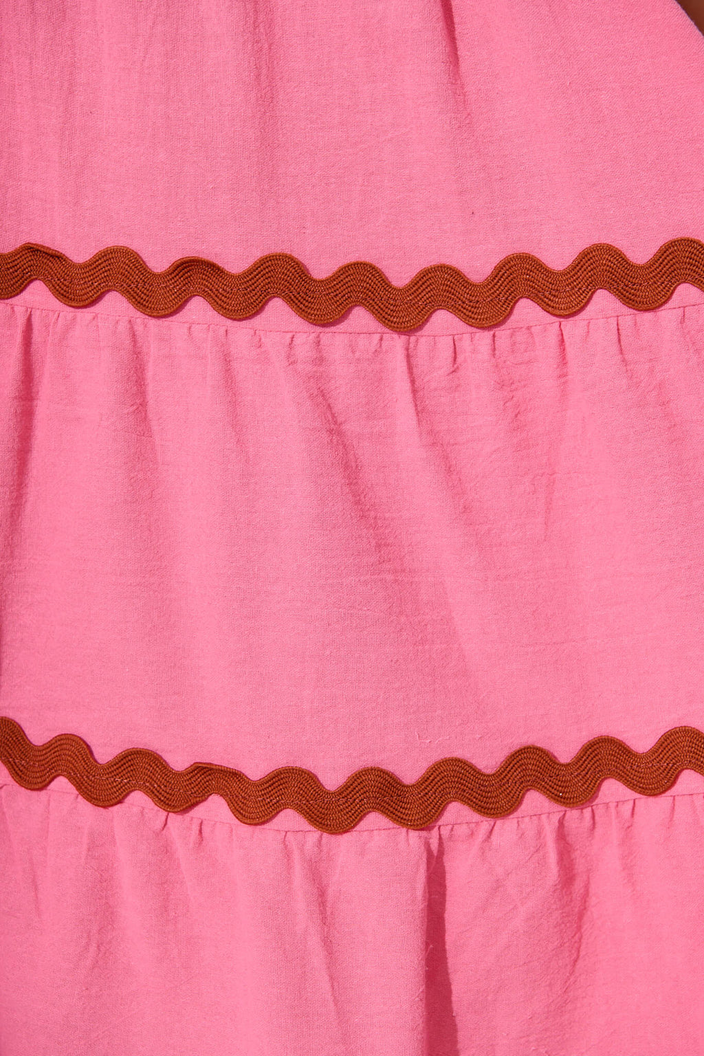 Pink Sundress with Red Ric Rac Detail