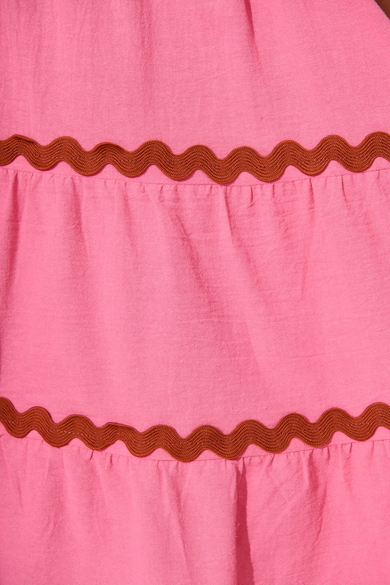 Pink Sundress with Red Ric Rac Detail