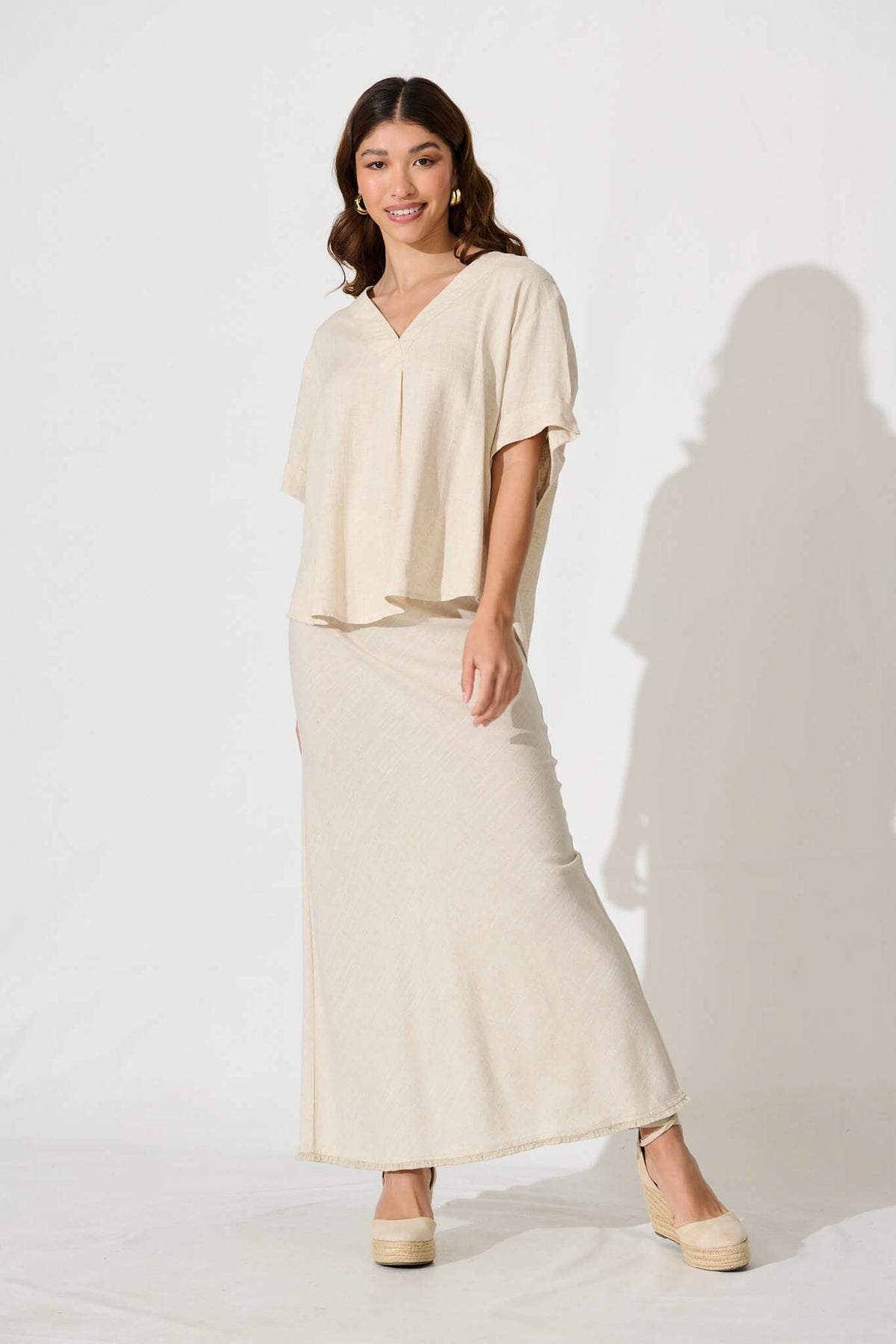 Oatmeal Linen Blend Harriette Blouse