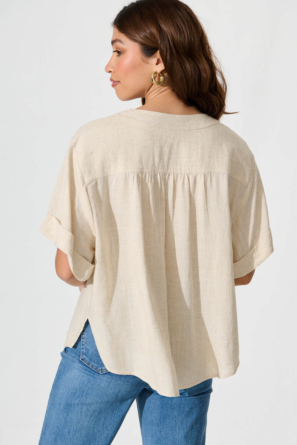 Oatmeal Linen Blend Harriette Blouse