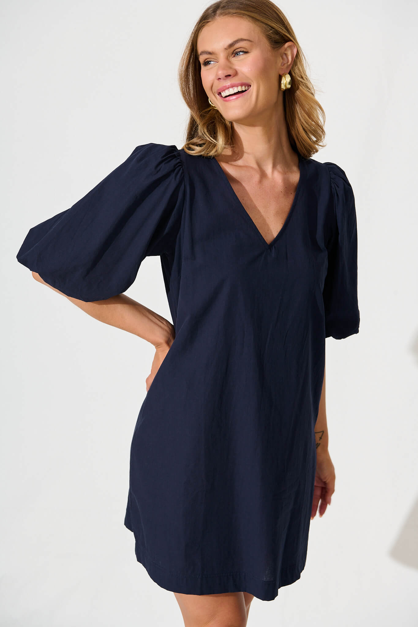 Navy Cotton Ashlynn Dress