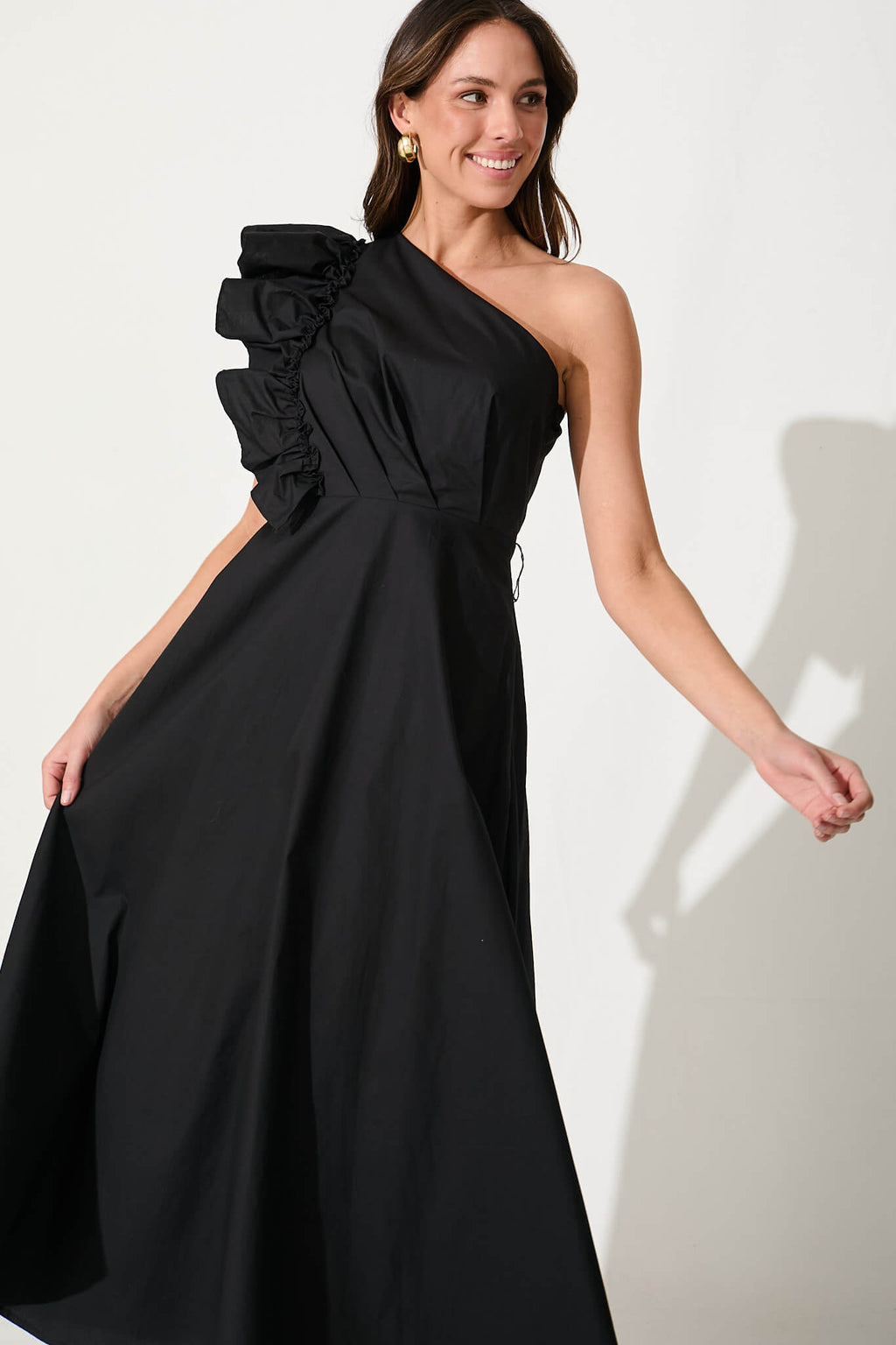 Black Cotton Maxi Dress - Irisa