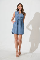 Pale Blue Linen Blend Nylah Dress