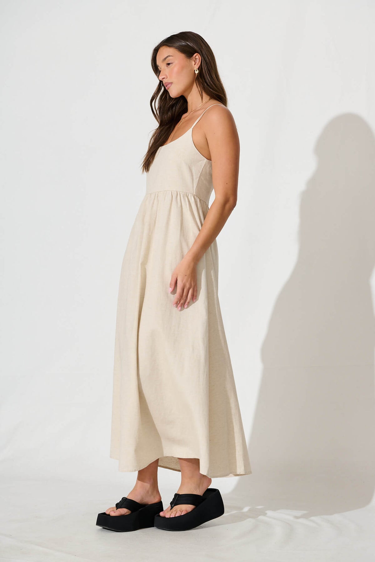 Oatmeal Linen Maxi Dress
