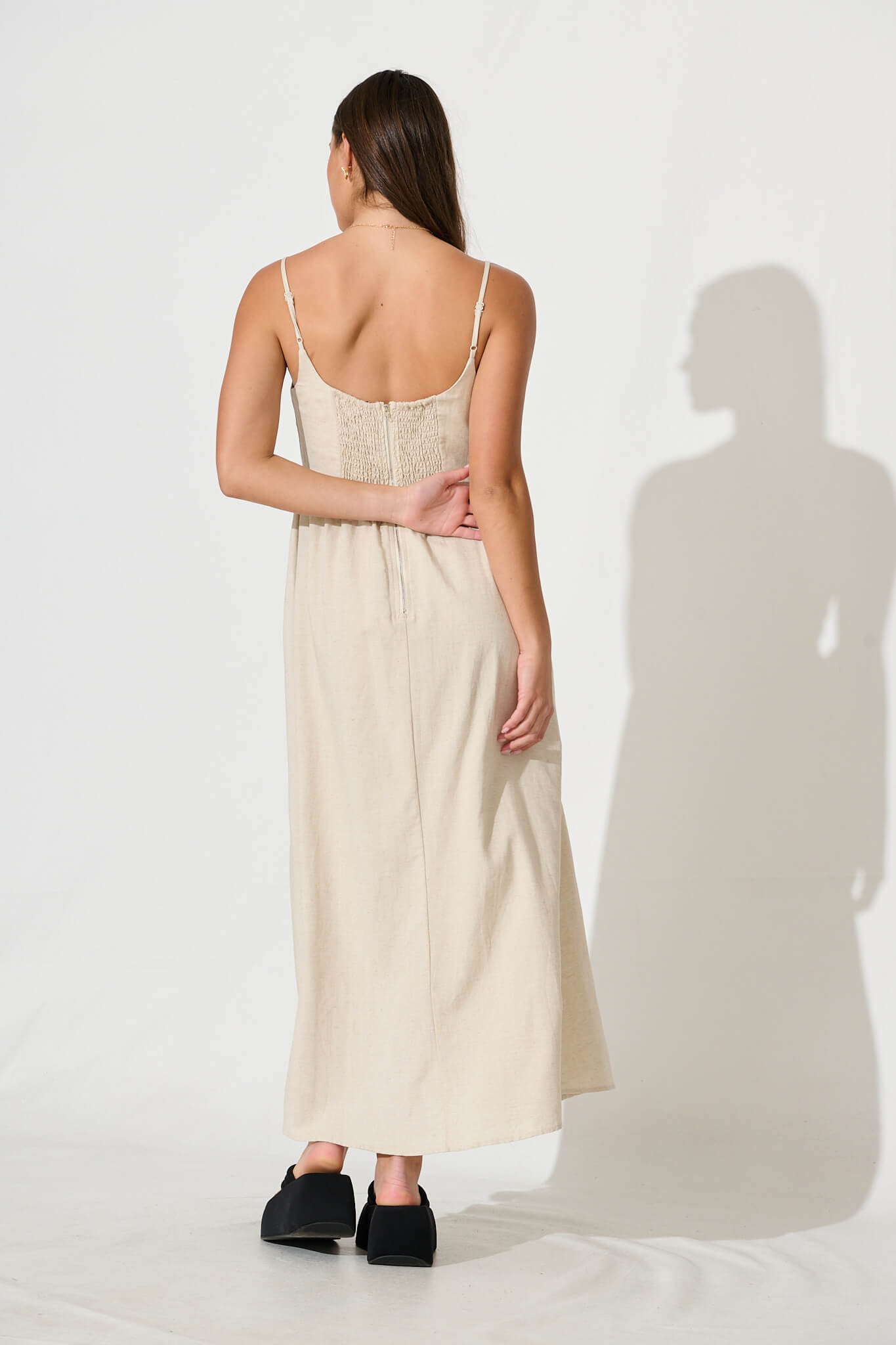 Oatmeal Linen Maxi Dress