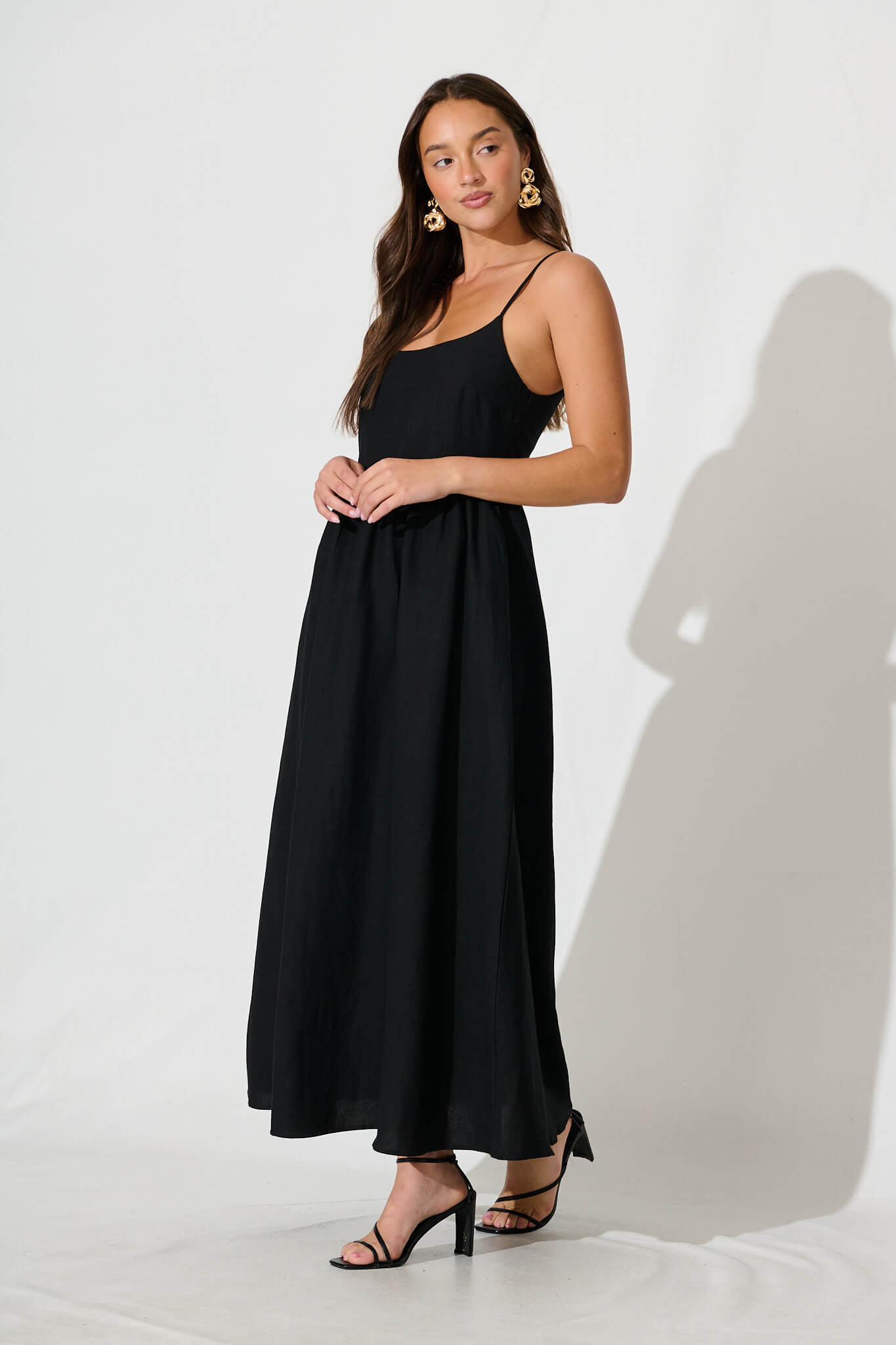 Black Linen Maxi Dress - Quinley Sundress